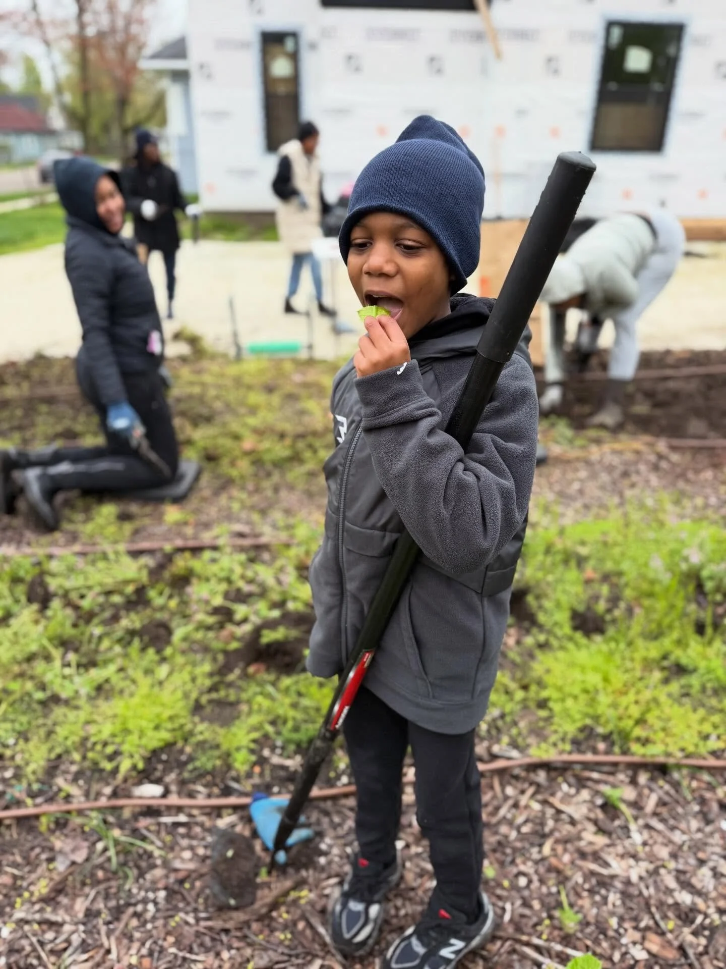 One of our favorite things to do at community events like last Saturday's garden prep day at Flourish in Benton Harbor is showing kids that food is often growing right under their noses, &amp; encouraging the more adventurous among them to have a tas