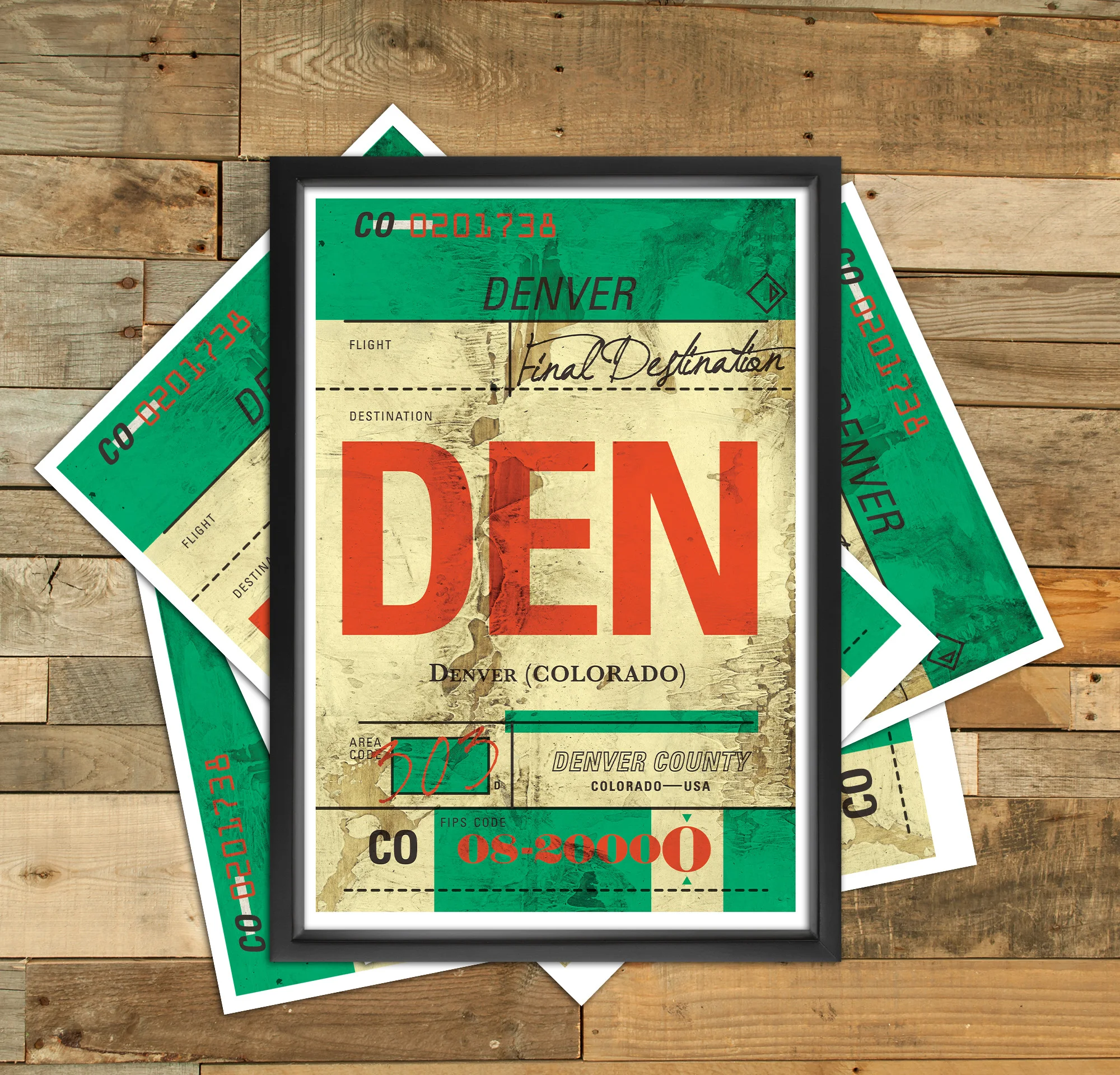 Denver Print—Green and Red