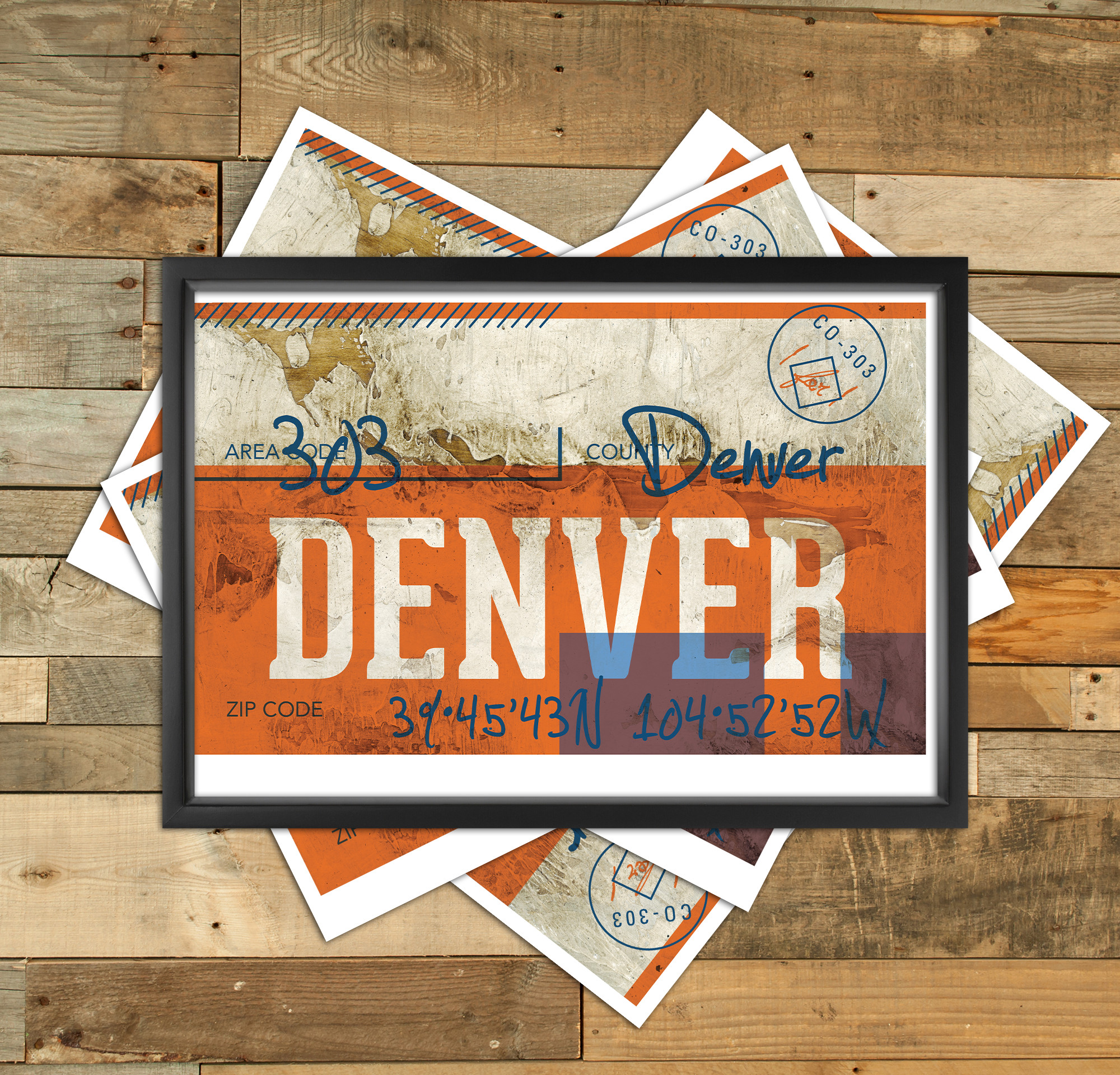 Denver Print—Orange and Navy