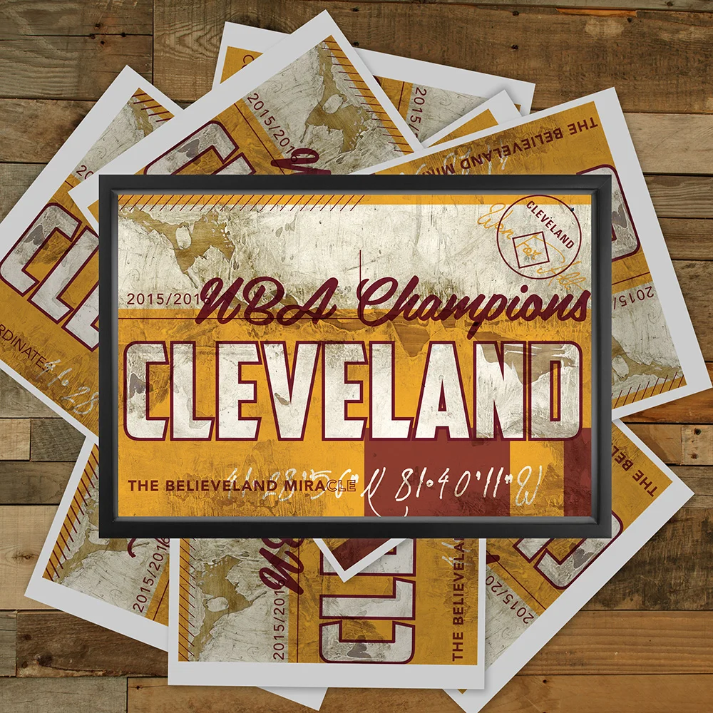 Cleveland Cavs Print—Gold