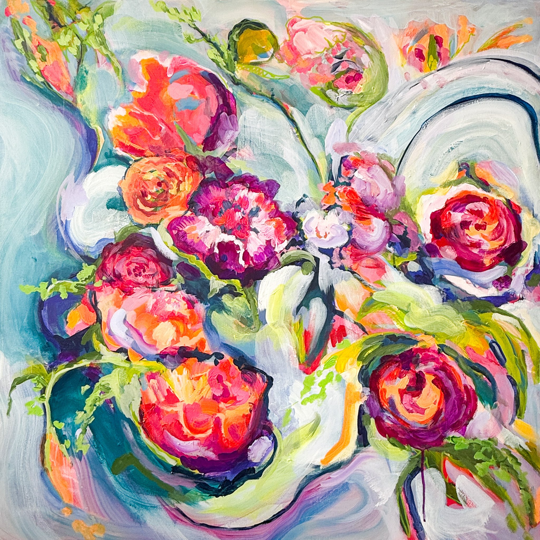 Sprung, acrylic on canvas, 36 in x 36 in, 2025