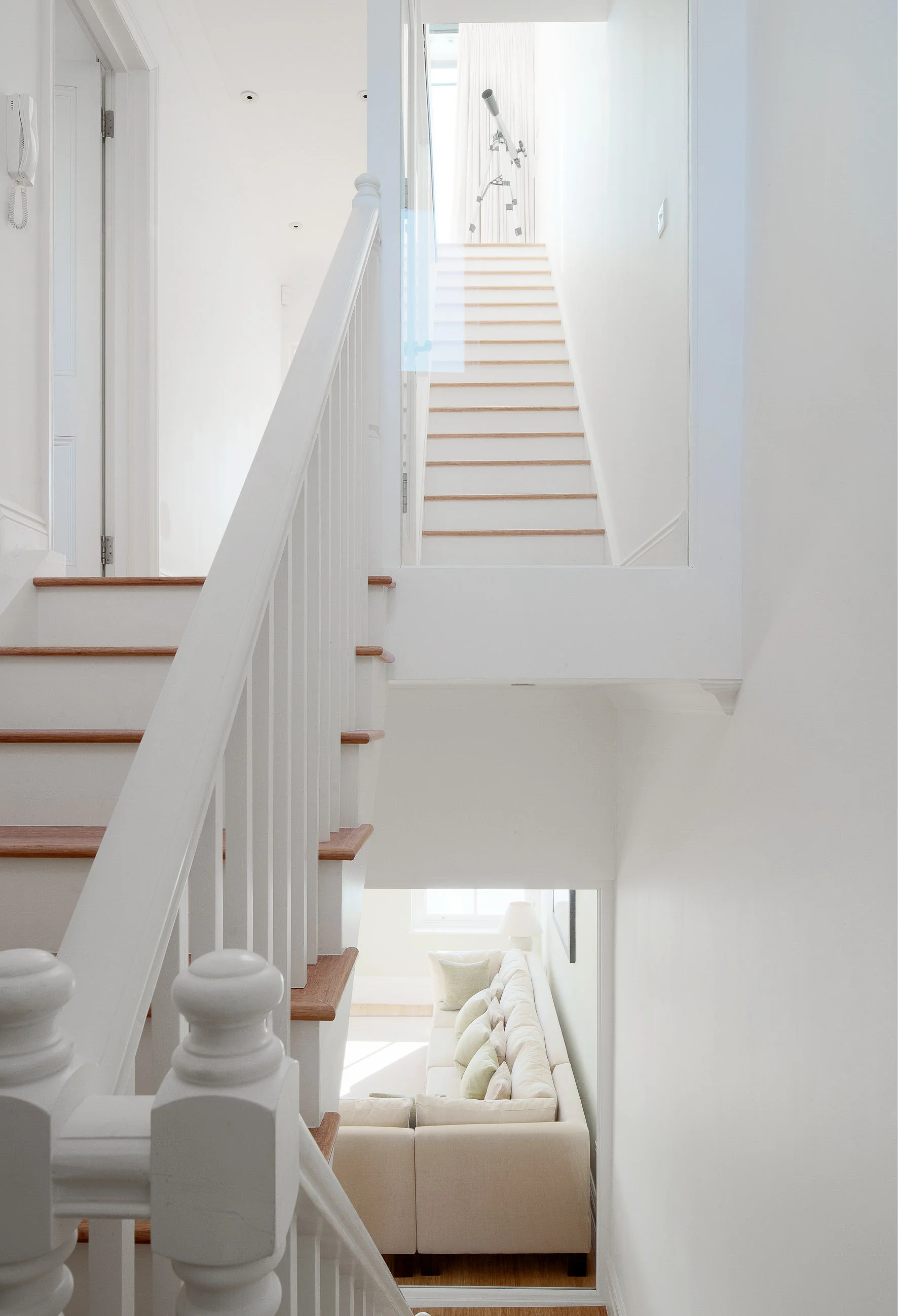 Staircase throughout the house creating a dynamic visual connection between all the spaces.