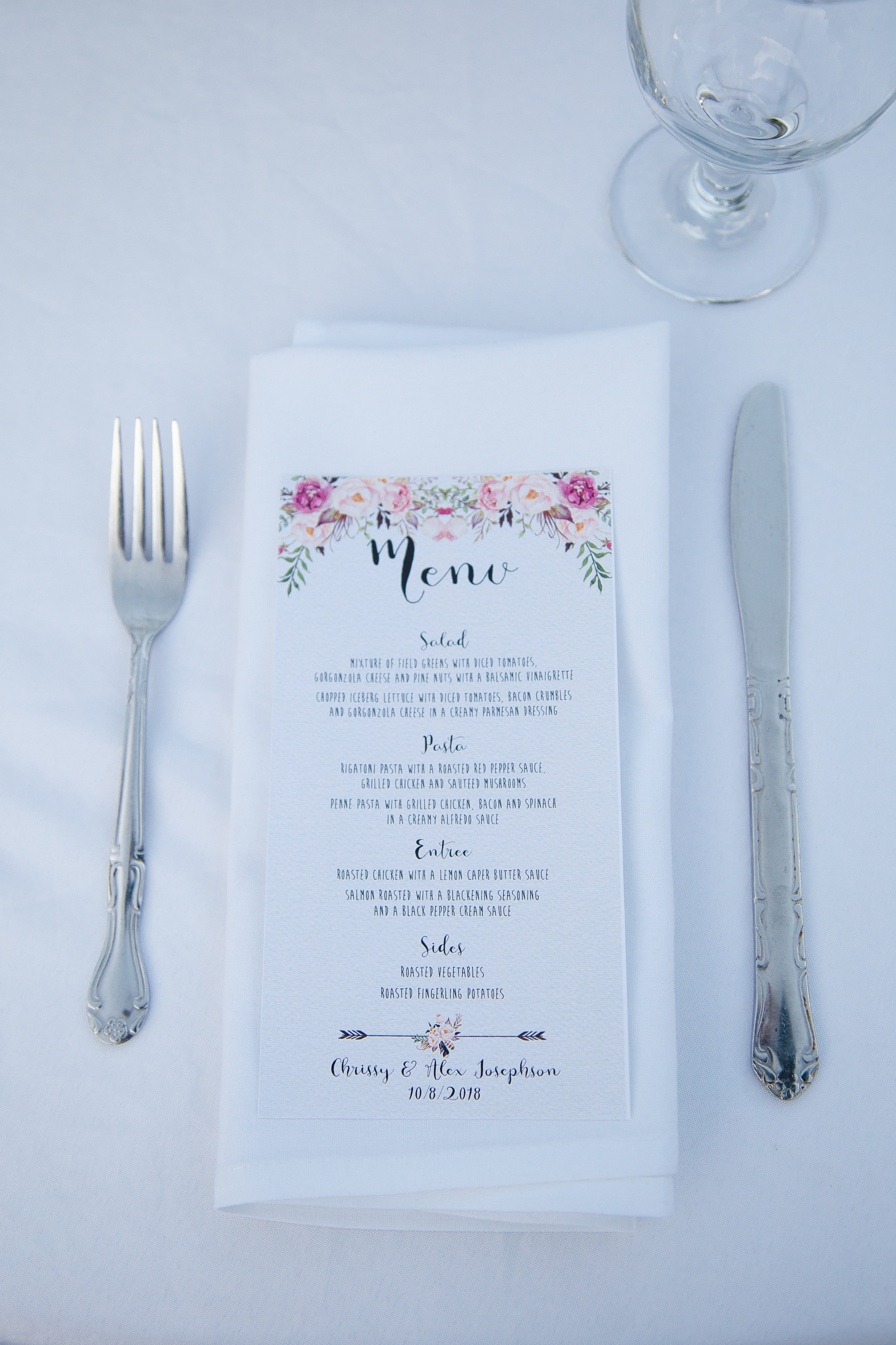 Wedding reception details at Chateau de Vie