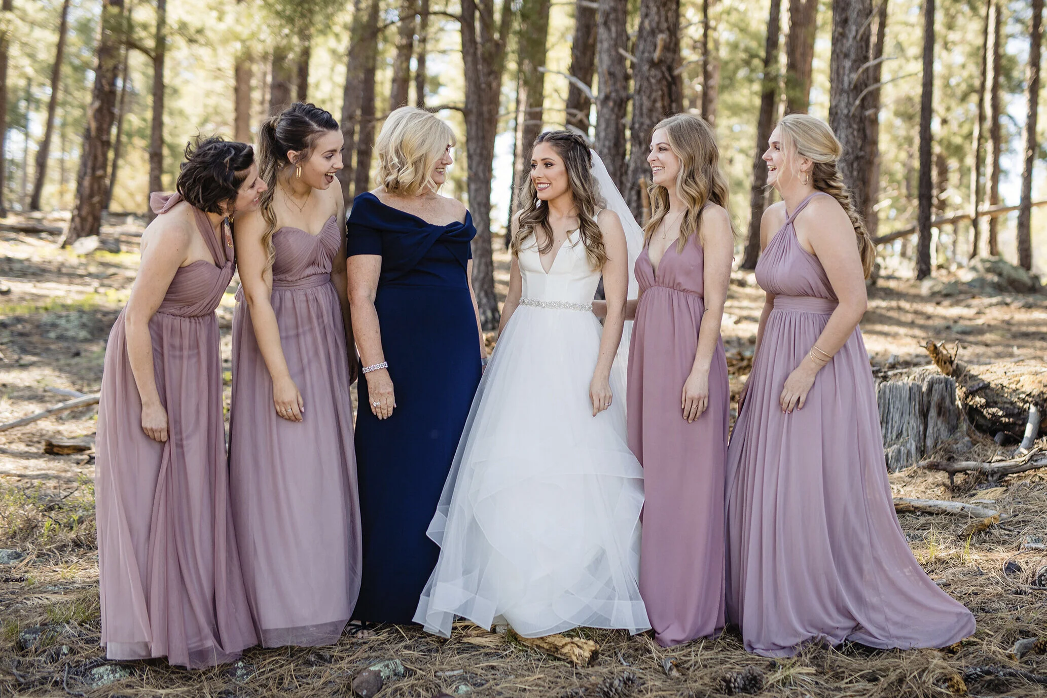 Bridal party at the gardens at Viola’s wedding venue in Flagstaff