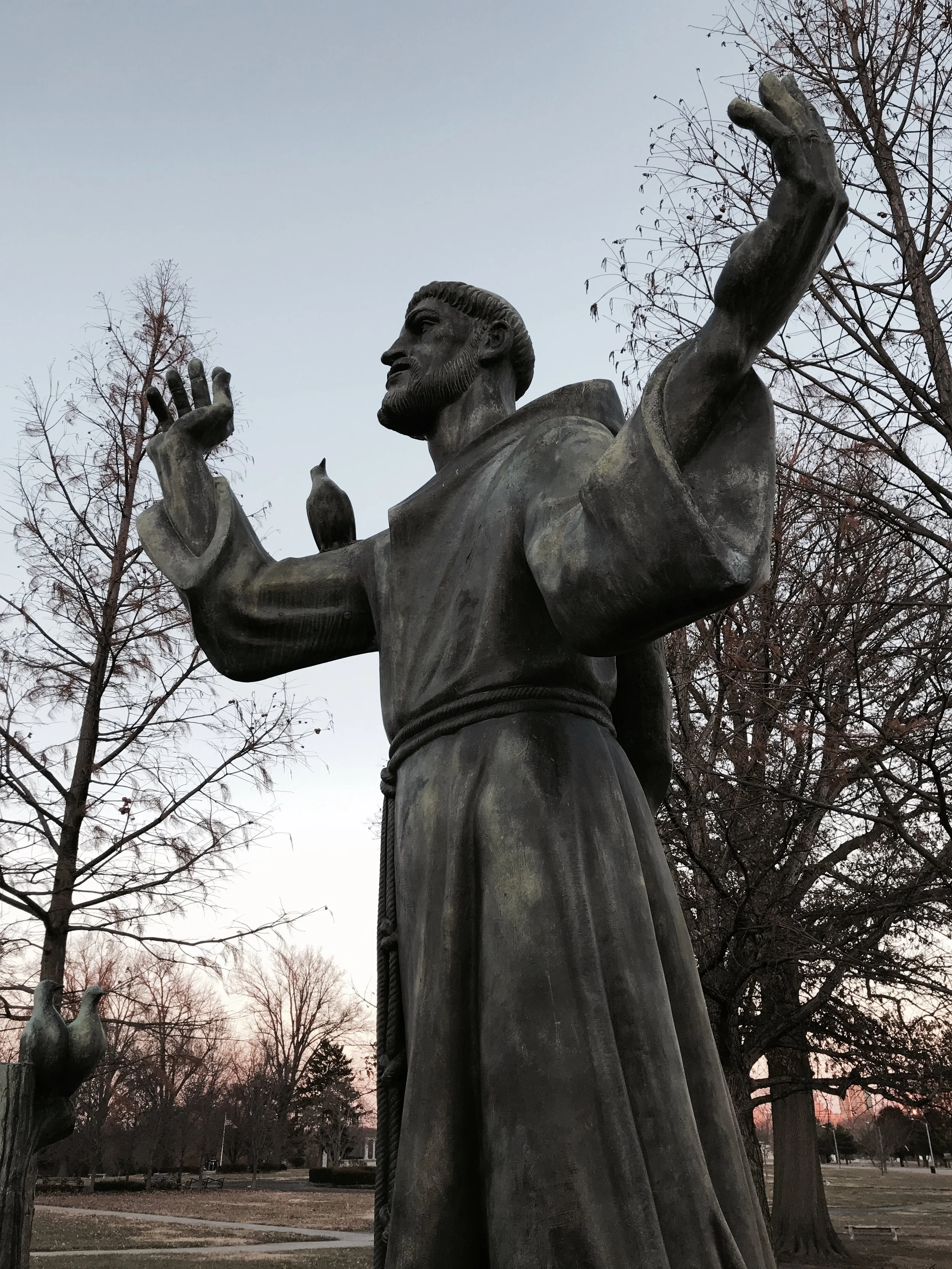 Statue of St. Francis. Forest Park, St. Louis, Mo. December 2017. Photo by Rachel Lindsey.