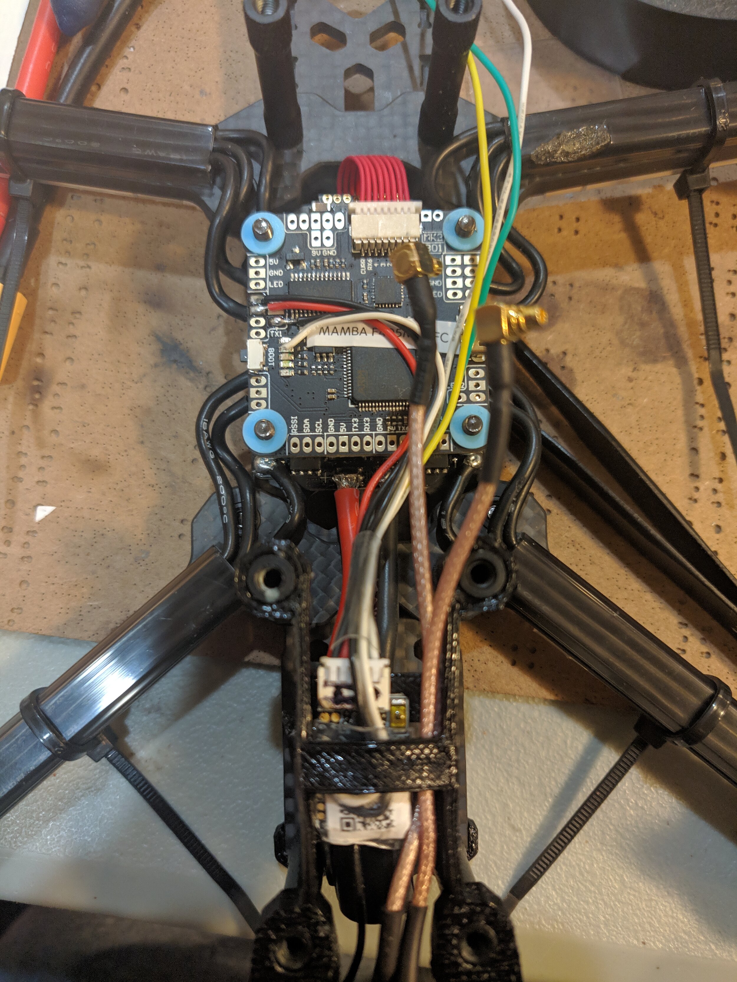 Drone frame with flight controller installed