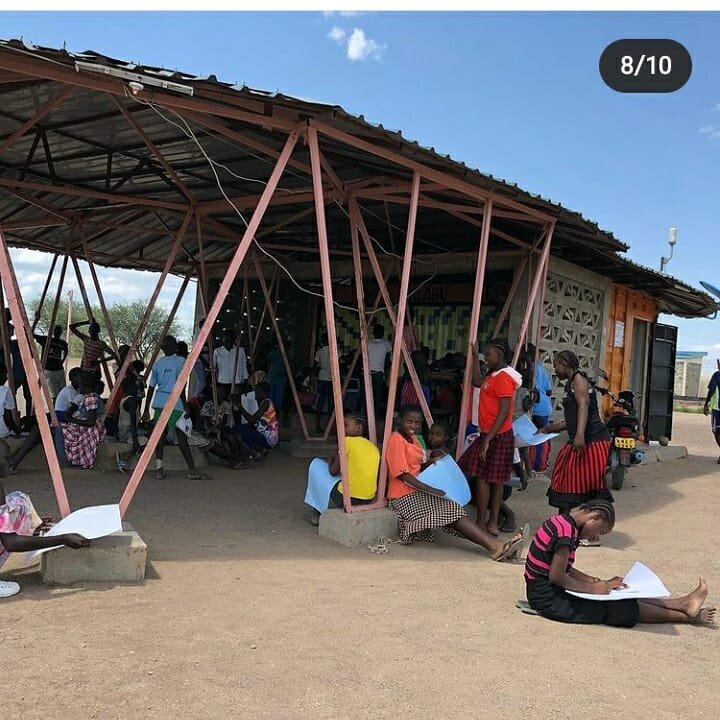 Wonderful to see how the children are using the community space in @theklabu clubhouse during UNCHR's 2021 art contest. 

Drawing in every corner, all together, children are gathering in the shade to draw what the theme; &quot;together through sport&