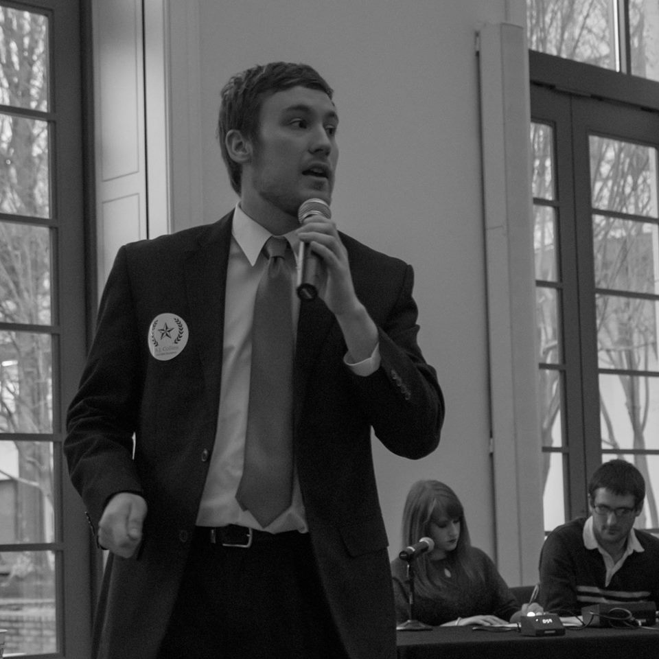 A.J. Collins at the 2016 SBA Debates. Photo courtesy David Markoff. 
