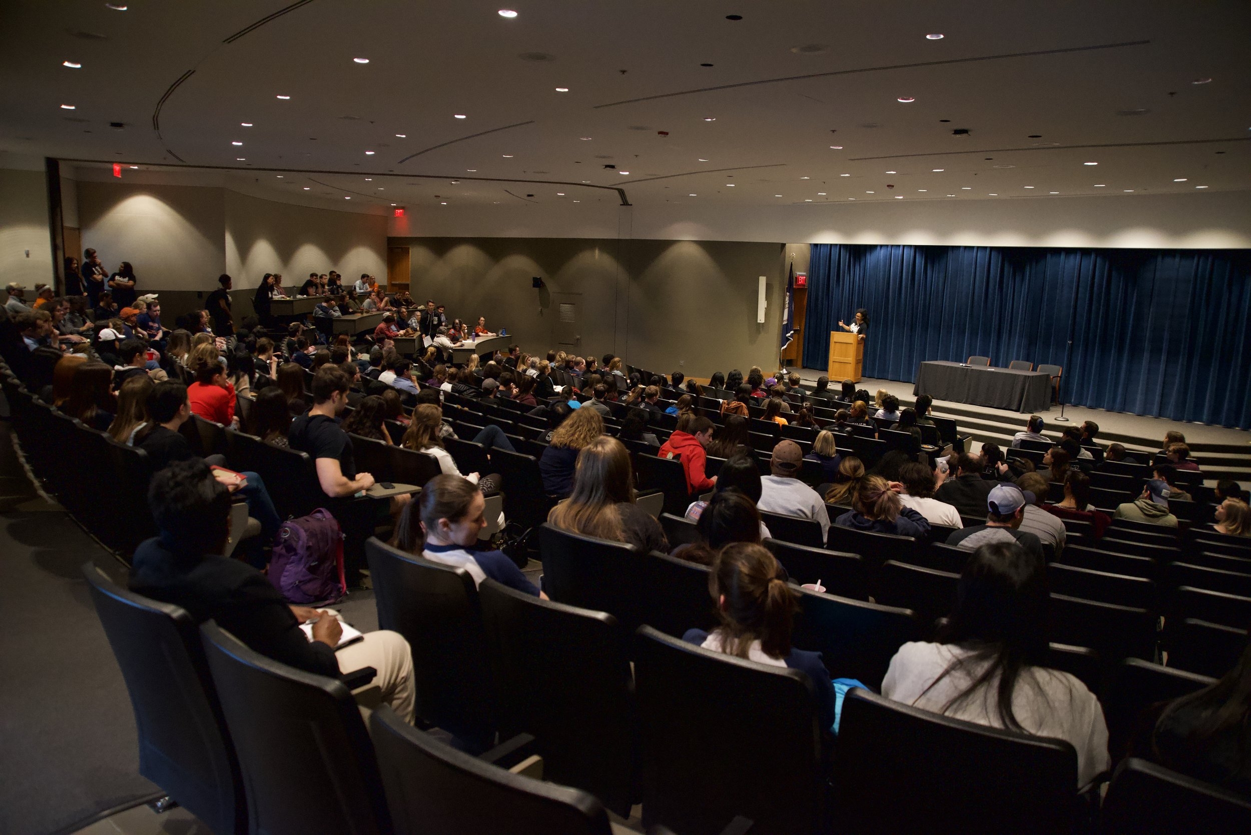 A packed Caplin auditorium was the second location after the original location proved too small.