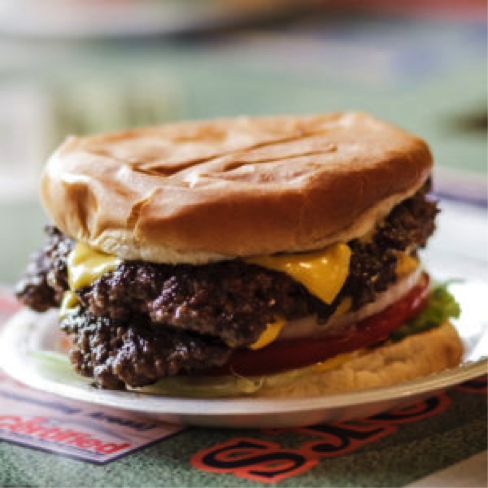 A homestyle burger from Riverside Lunch. Photo courtesy Riverside Lunch.
