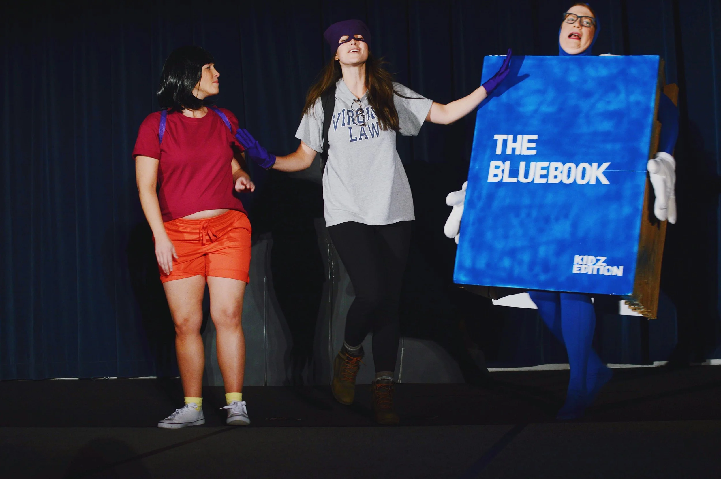 In this Dora-themed sketch, Libel-goers learned that the way to get rid of a gunner is to shout, “Gunner, no gunning!” From left to right: Jessie Conover ‘20, Sarah Ingles ‘19, Emily Chandler Walpole ‘20. Photo credit Kolleen Gladden ‘21.