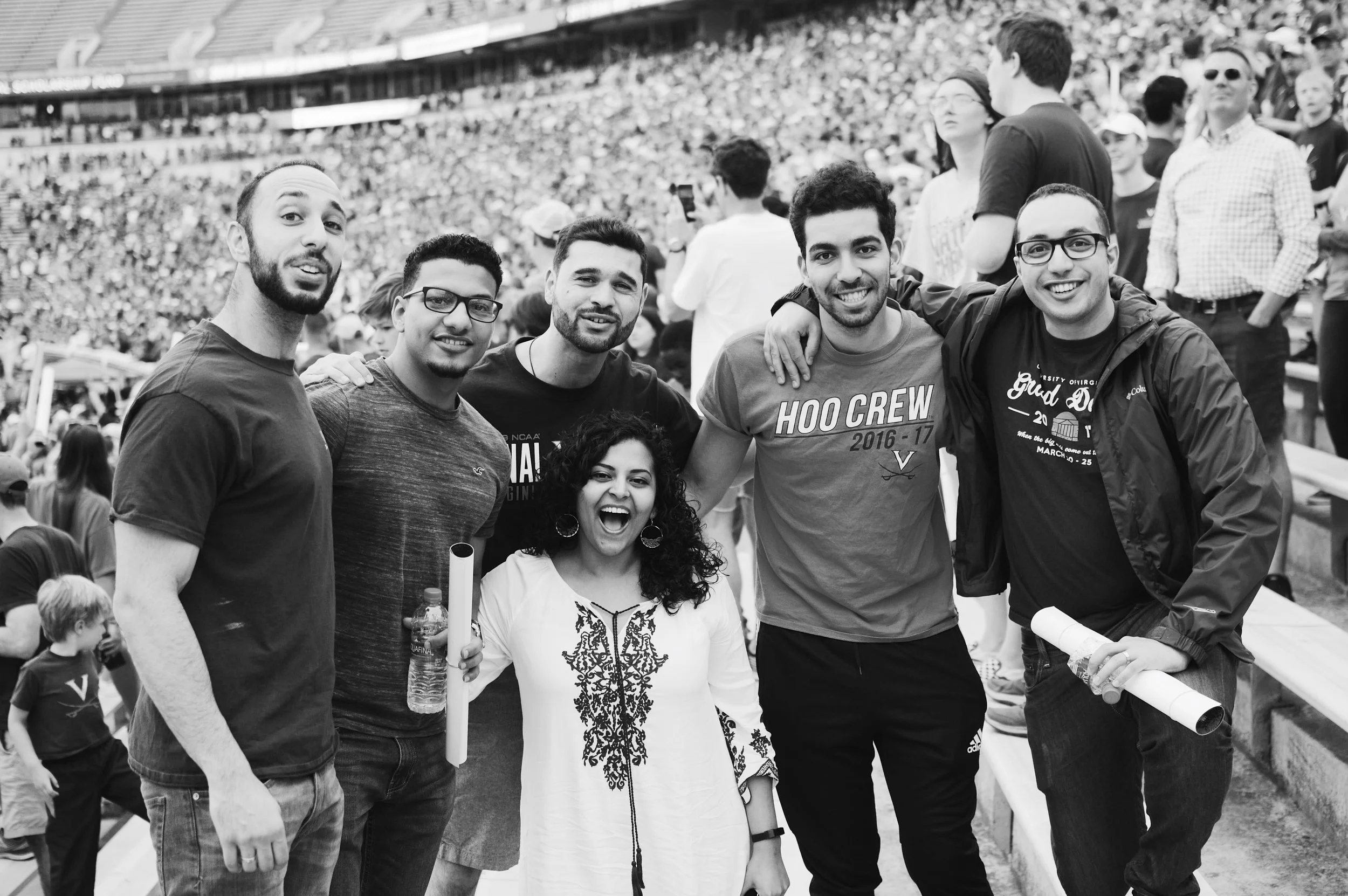 A group of Hoos join in the Saturday celebration for the men’s basketball team. Photo credit Kolleen Gladden ’21.