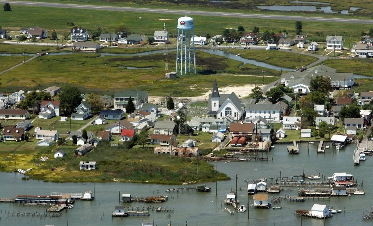 Pictured: Tangier Island, a small community threatened by rising waters. Photo Courtesy of richmond.com.
