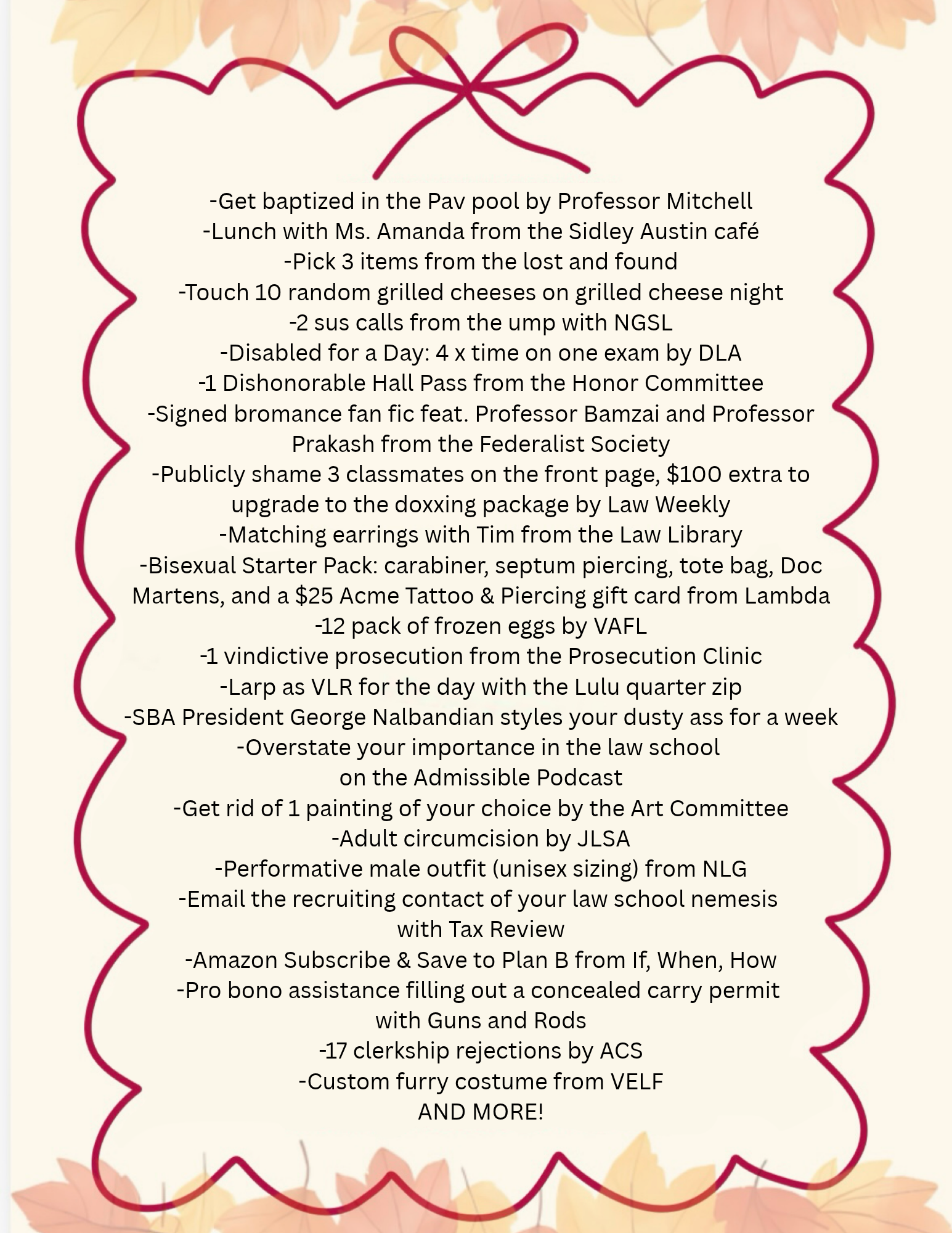 The Secret PILA Auction List