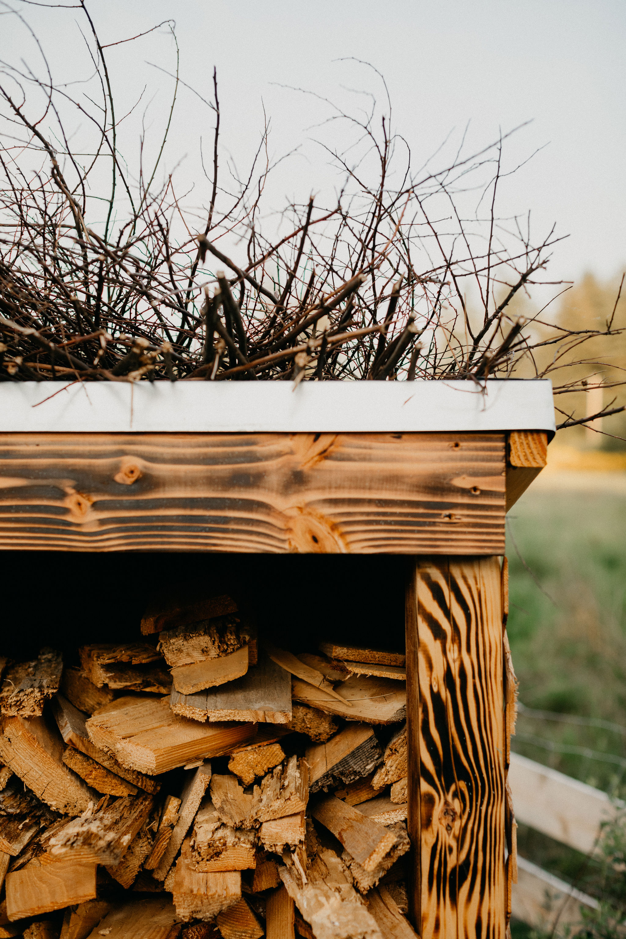 Complimentary wood in our wood shed to be used in the wood stove or outdoor pit.