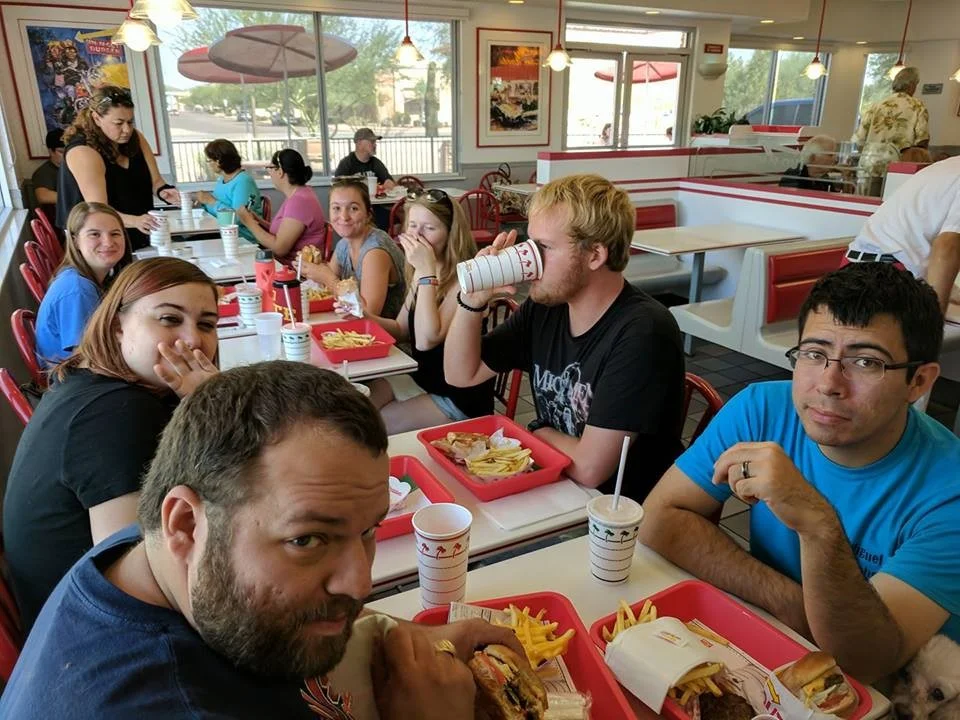 A lunch break during one of our long drives.