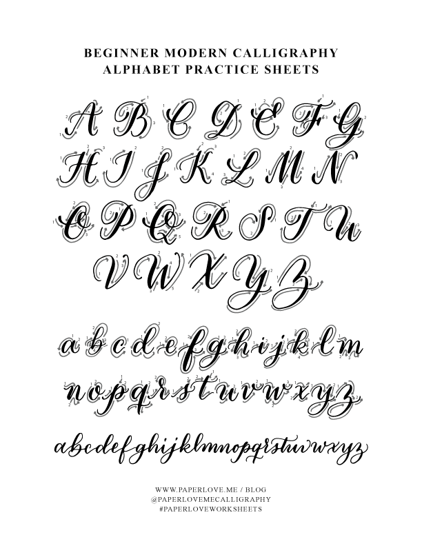 Paperloveme Calligraphy Printable Calligraphy Worksheets Style 1