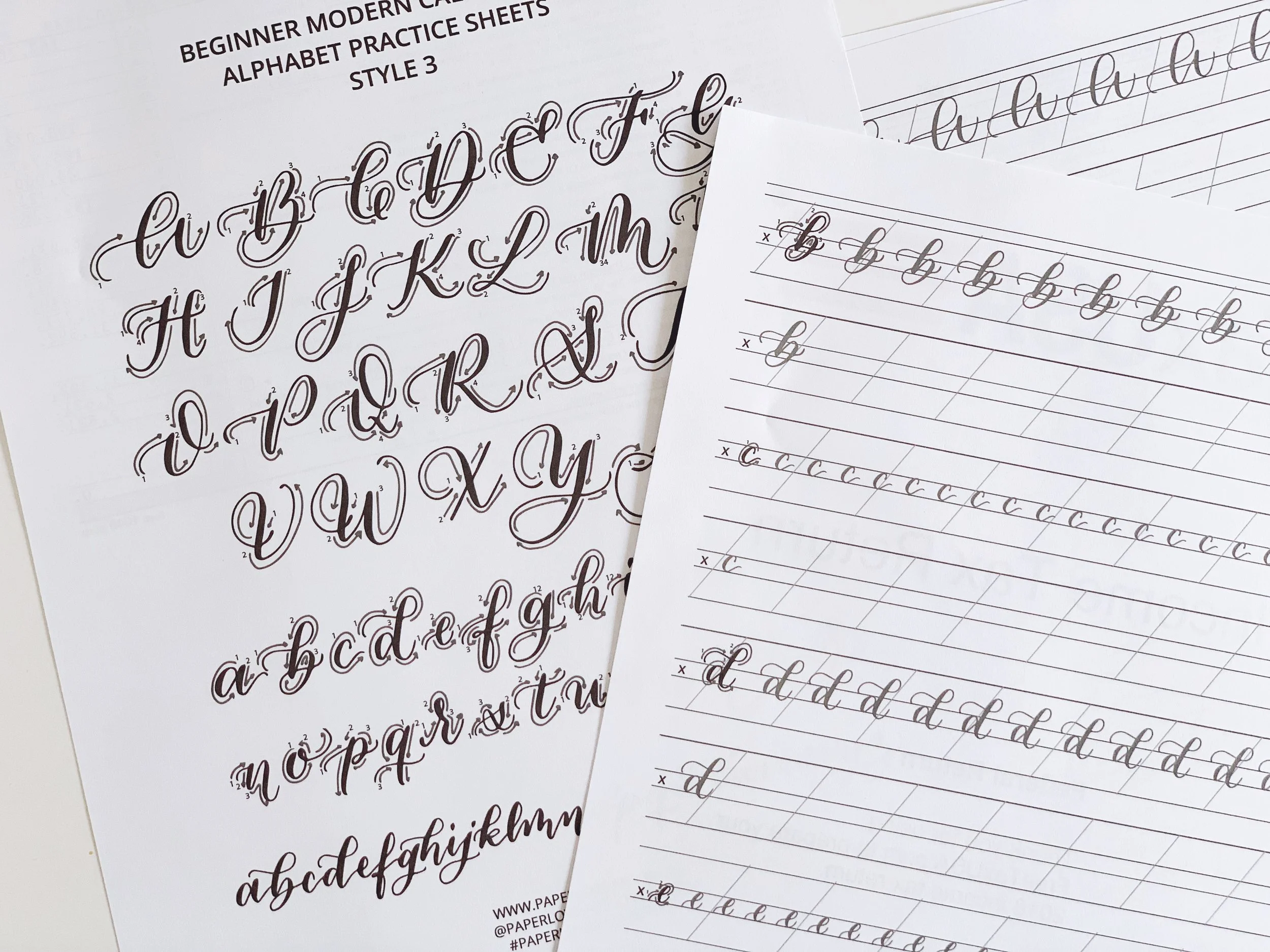Paperloveme Calligraphy - Printable Calligraphy Worksheets - Style 3 Paperloveme Calligraphy - Printable Calligraphy Worksheets - Style 3