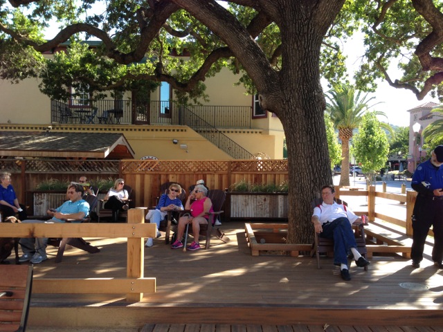 The inviting new public space in front of the garage