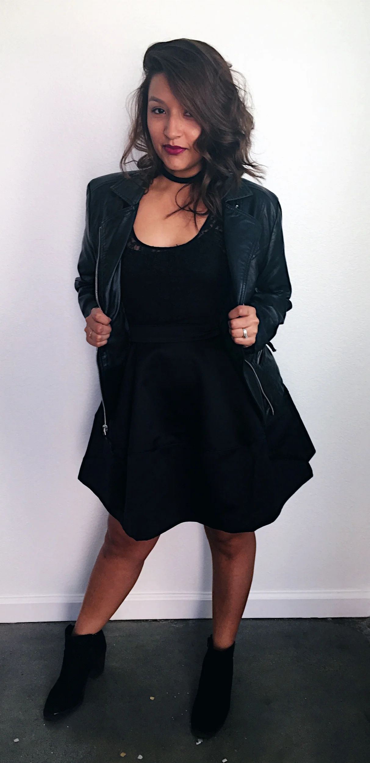Lace Body Suit & Satin Skater Skirt