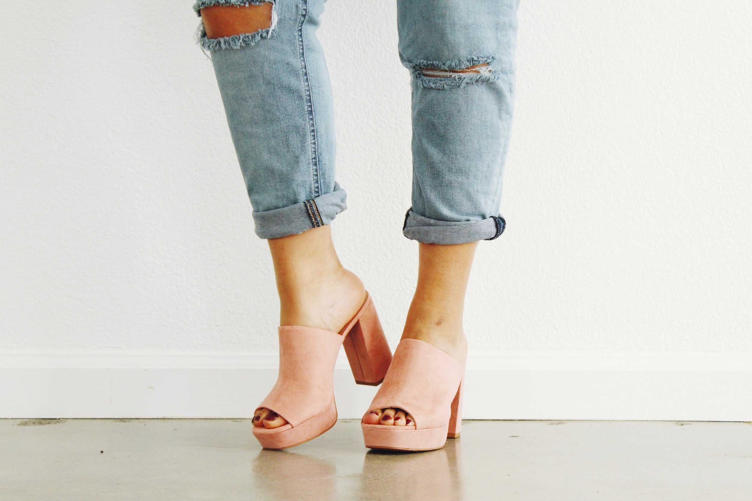 Millennial Pink Suede Mule Shoes  