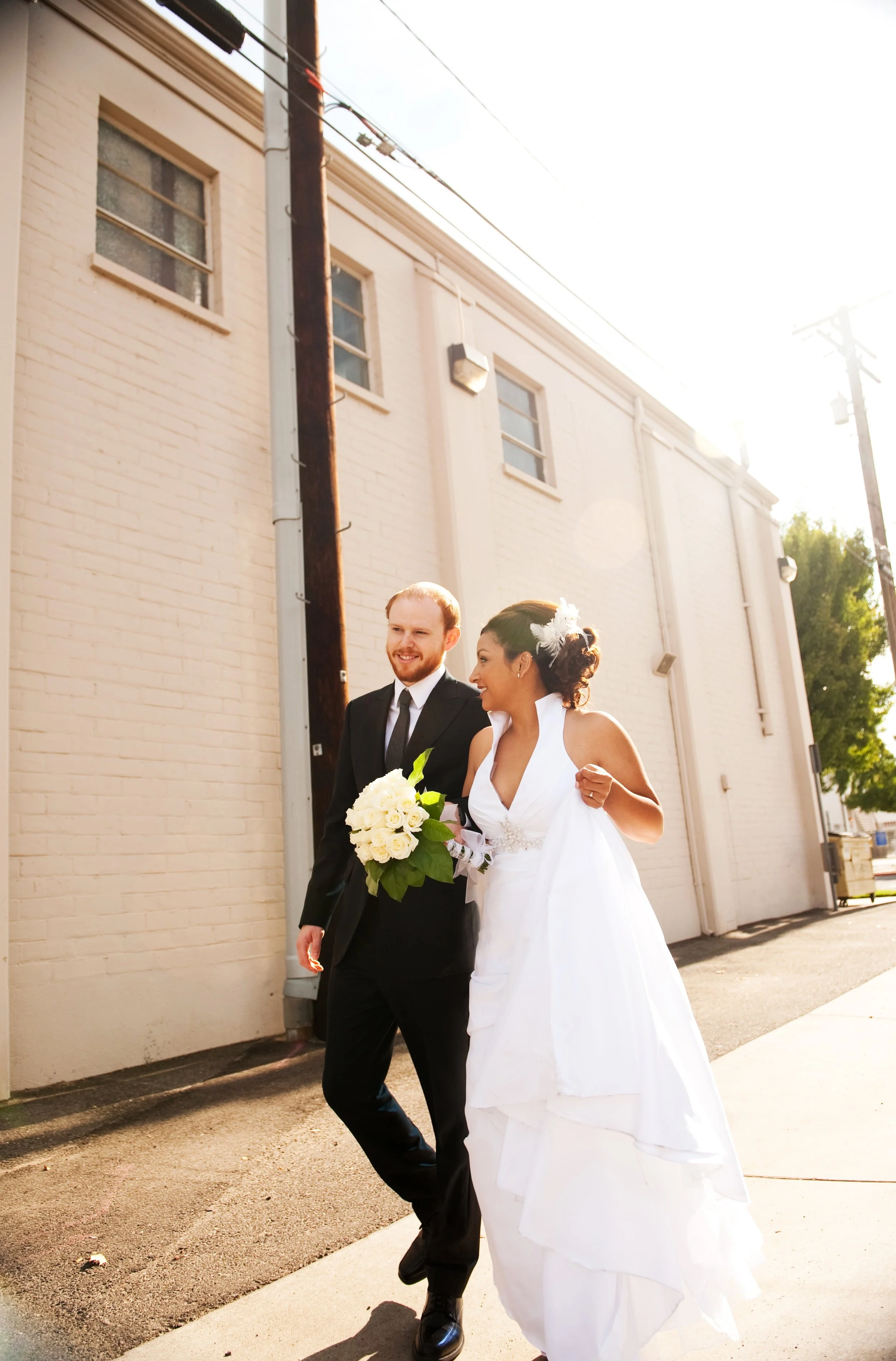 Modesto, California Wedding 2010. Crist- Garcia. Wedding dress with a collar. 