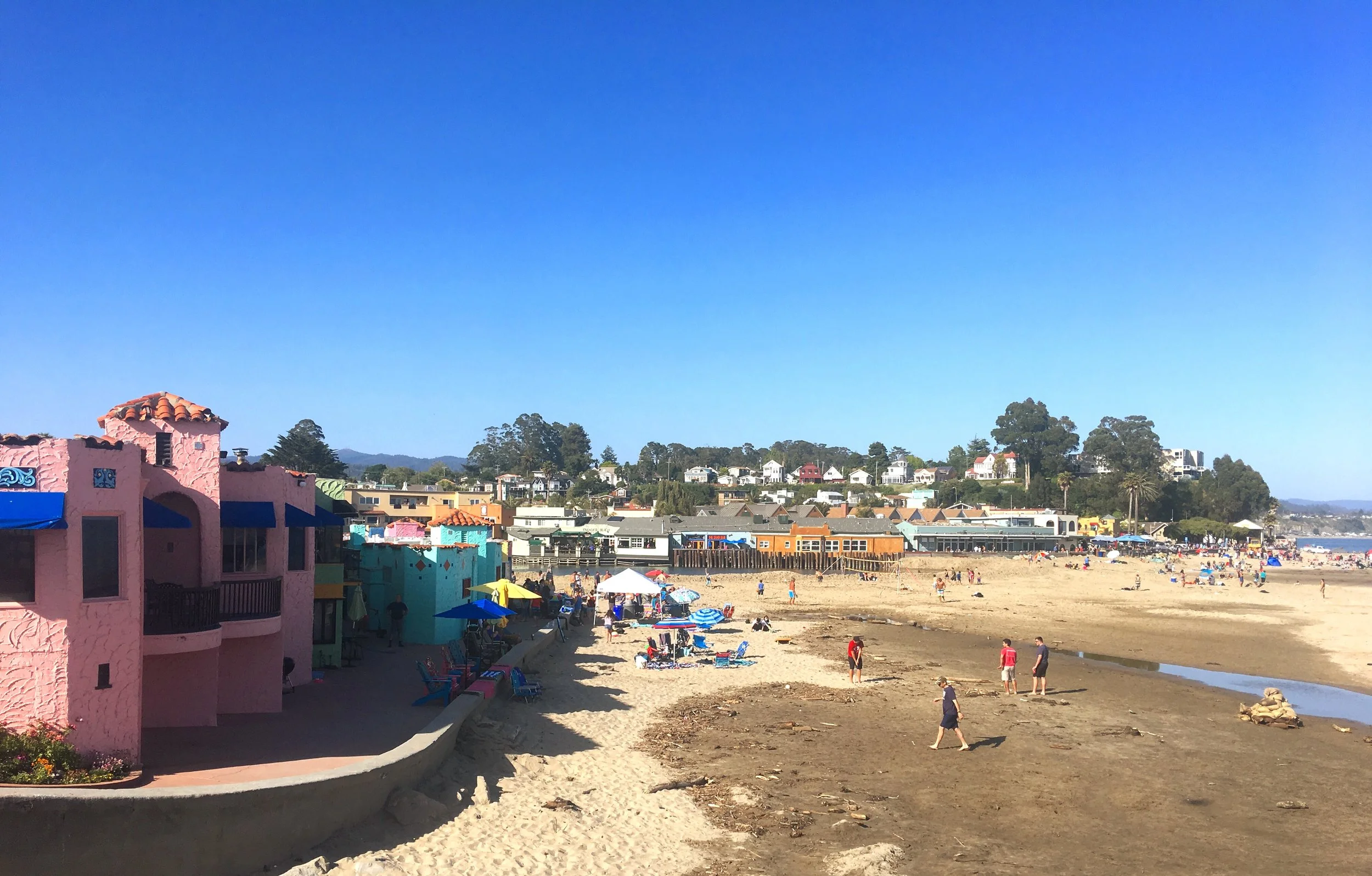 Capitola Beach in California with View of Venetian Hotel 