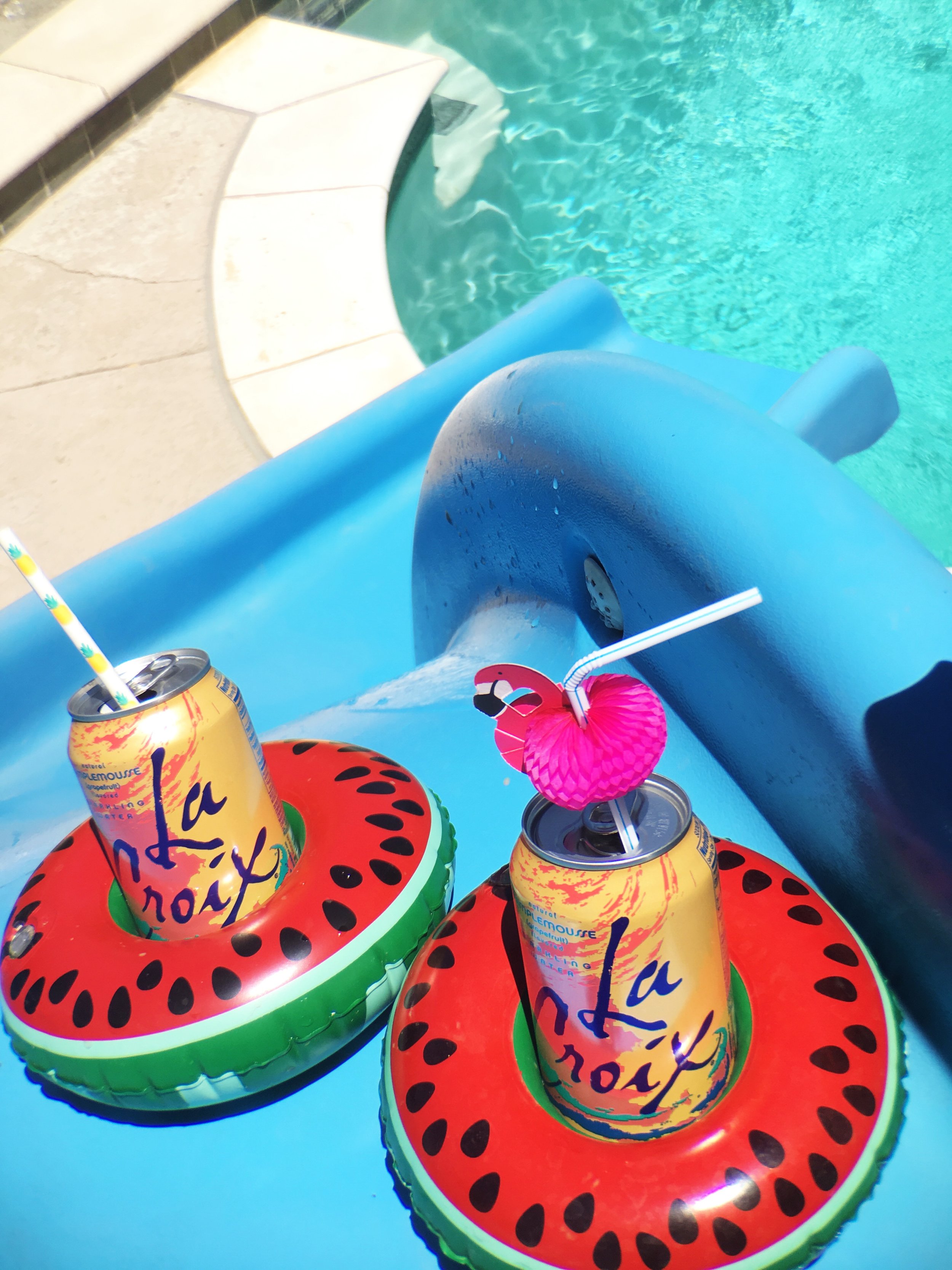 Pool Waterslide and Big Mouth Drink Floats