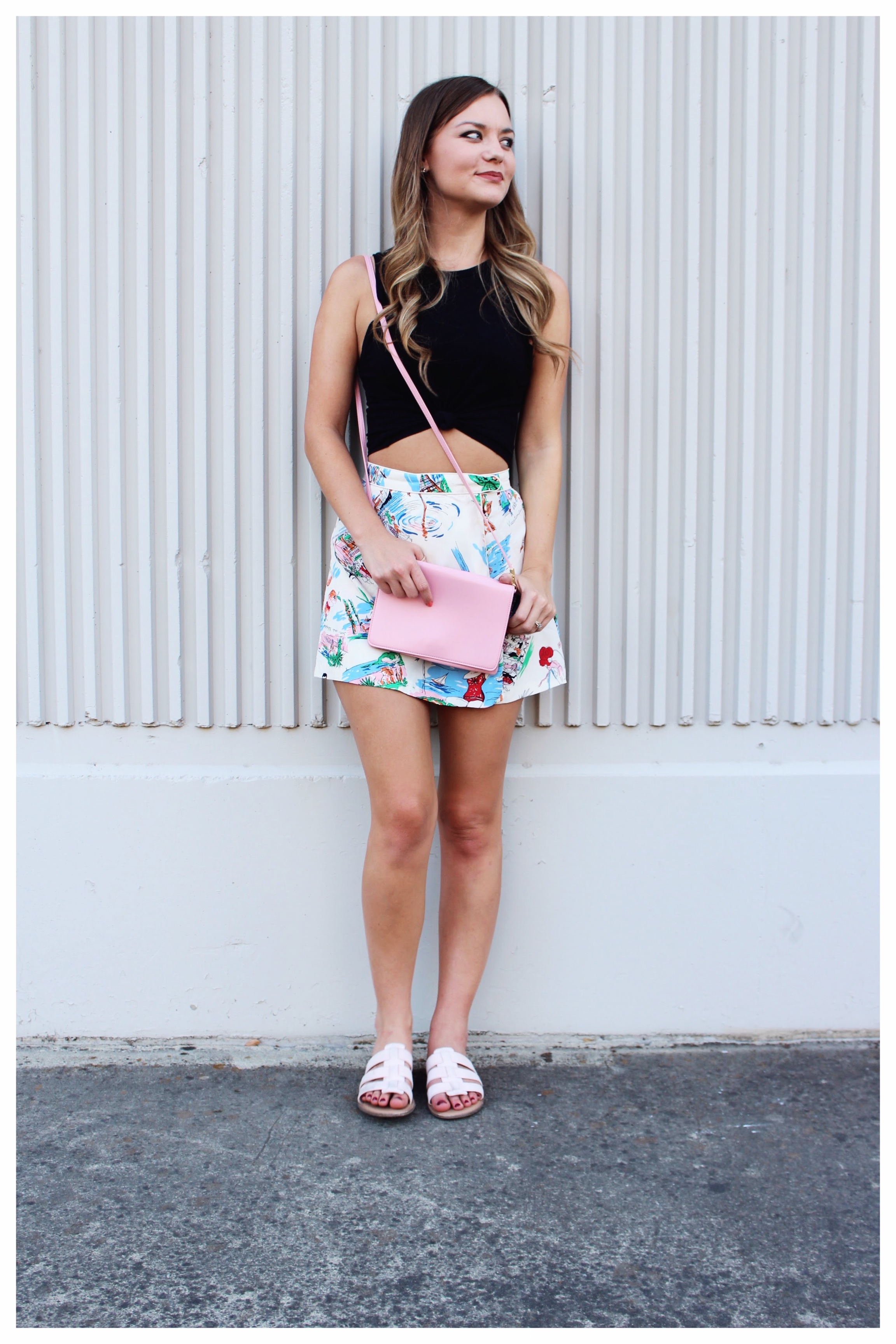 Pink Cross Body Bag and Blush Pink Sandals 