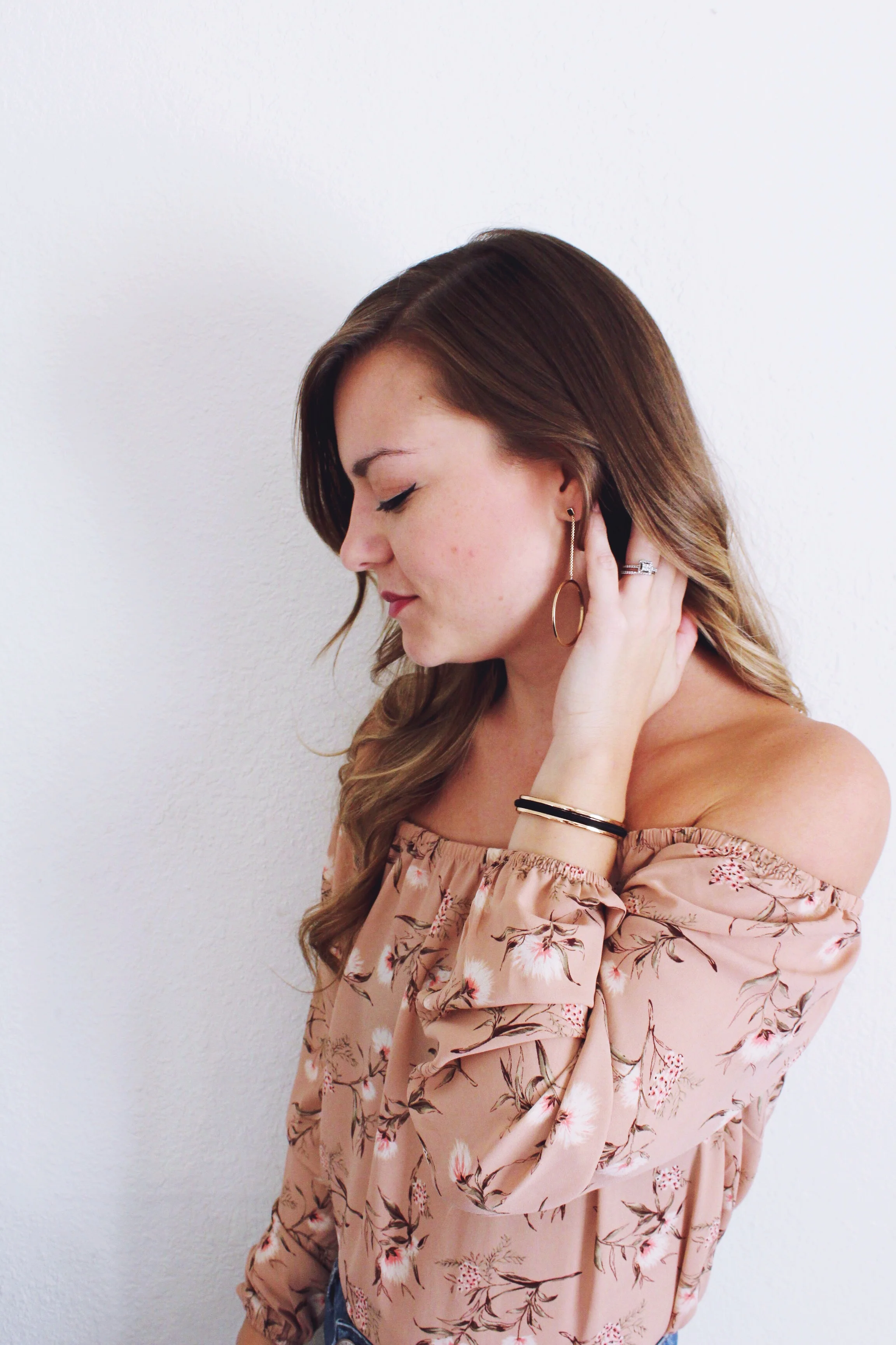Maria Shireen Hair Tie Bracelet Gold Dangle Hoop Statement Earrings 