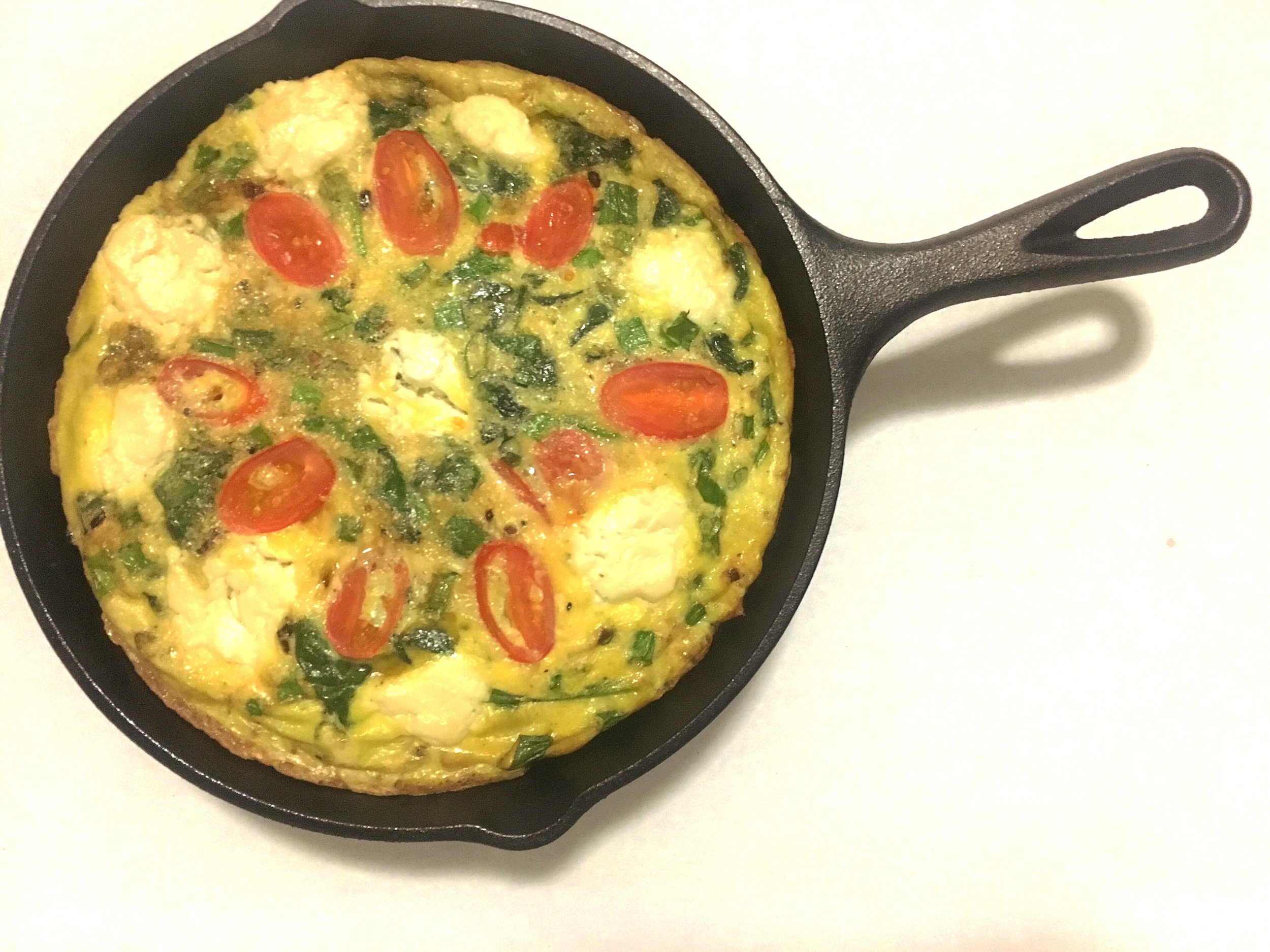 tomato, spinach and goat cheese frittata