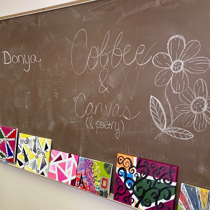 Coffee and Cavas at The Main Place with Donya from Little Arrow Cafe... come and join us the last Wednesday of the month at 4pm and let Donya guide you through creating your own masterpiece.