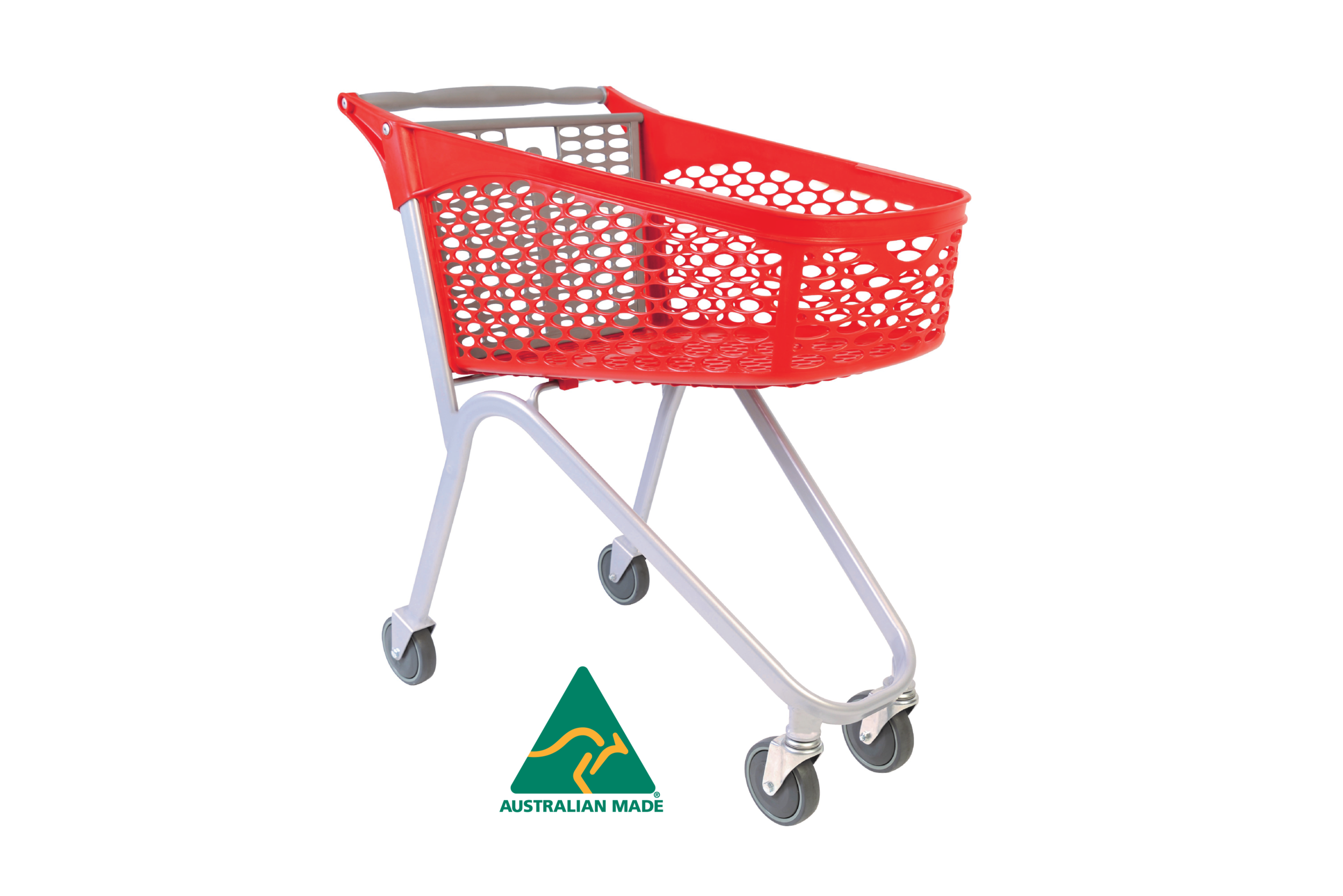 Made in Australia from 100% recycled plastic. International model shown with 2 fixed rear castors