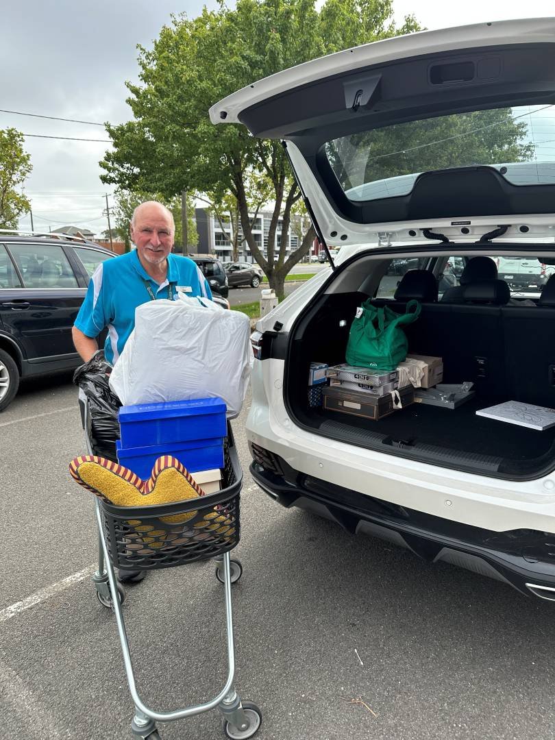 LRH customer using donated trolley