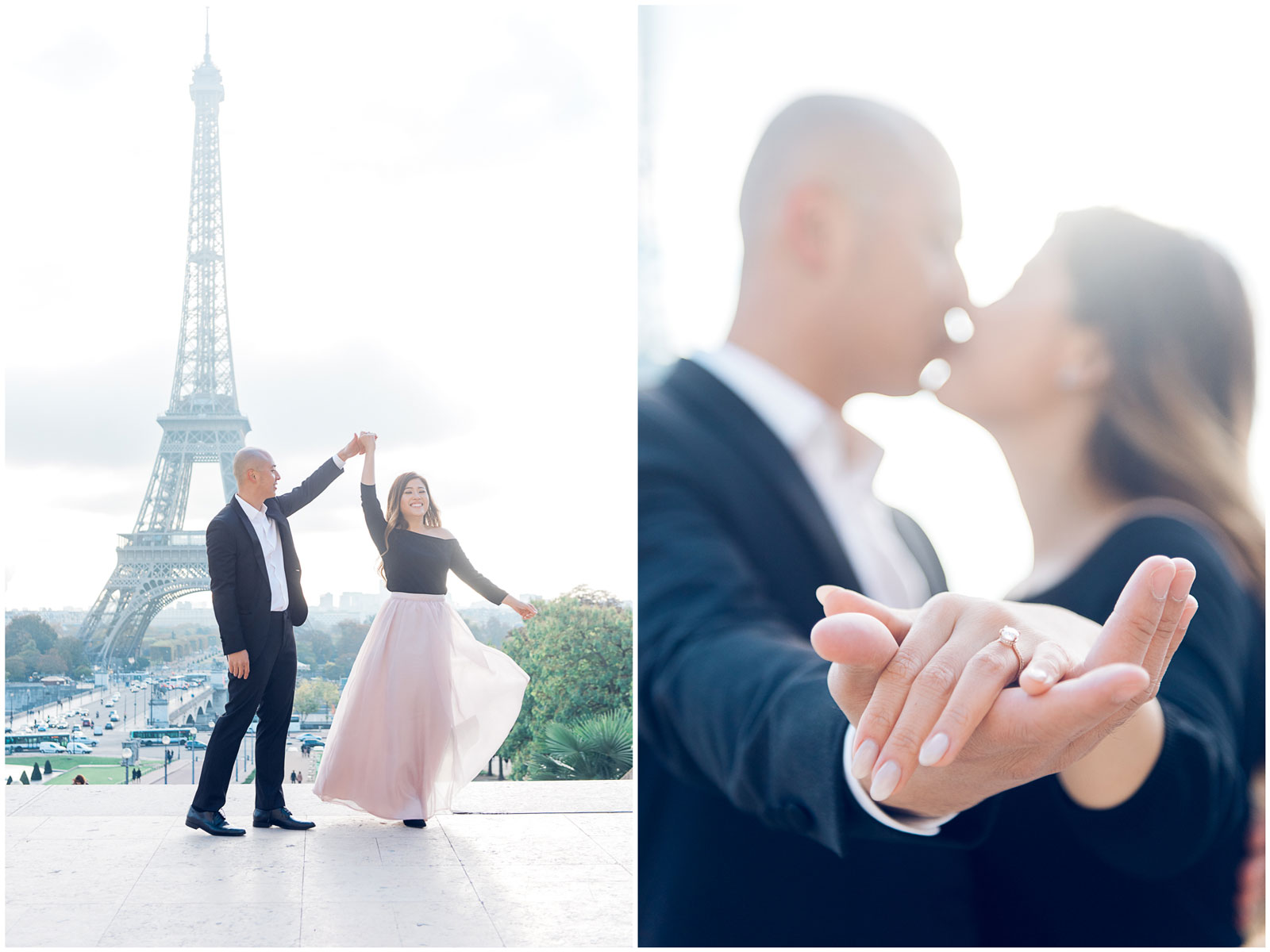 Paris engagement photographer - proposal photo shoot at the Eiffel Tower