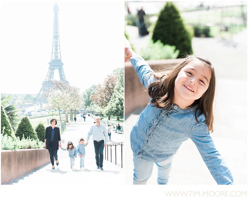 Paris Family photo shoot in front of the Eiffel Tower by Tim Moore