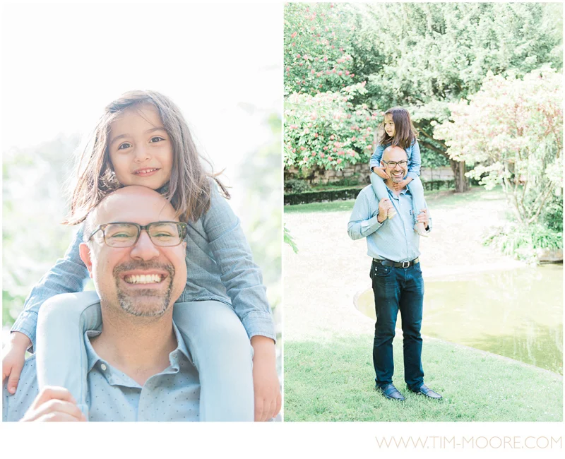 Climbing on dad's shoulders during the Paris photo session in a parc next to the Eiffel Tower