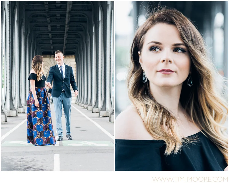 Gorgeous photo shoot in Paris on the Bir-Hakeim bridge with Carina and Vladimir