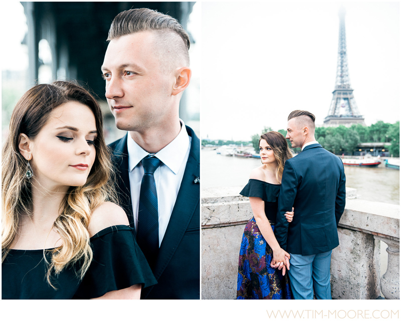 Paris photographer Tim Moore taking pictures of this gorgeous couple in front of the Eiffel Tower in Paris