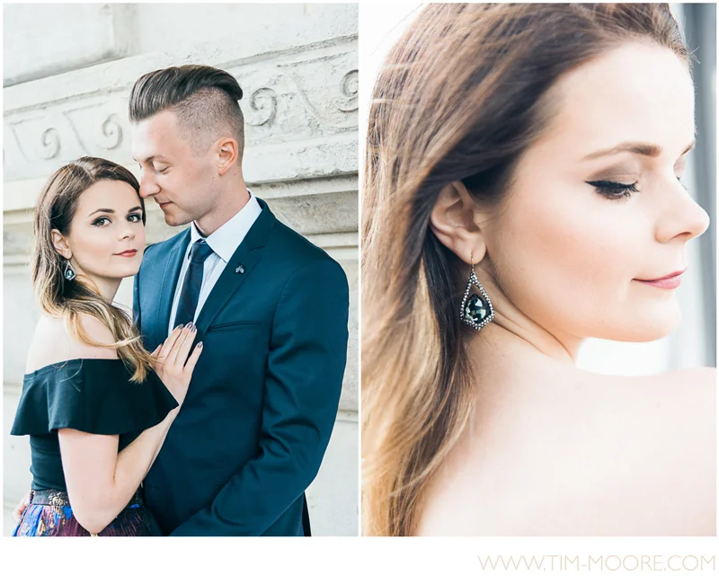 Portrait of this beautiful couple during their photo session in Paris with Tim Moore