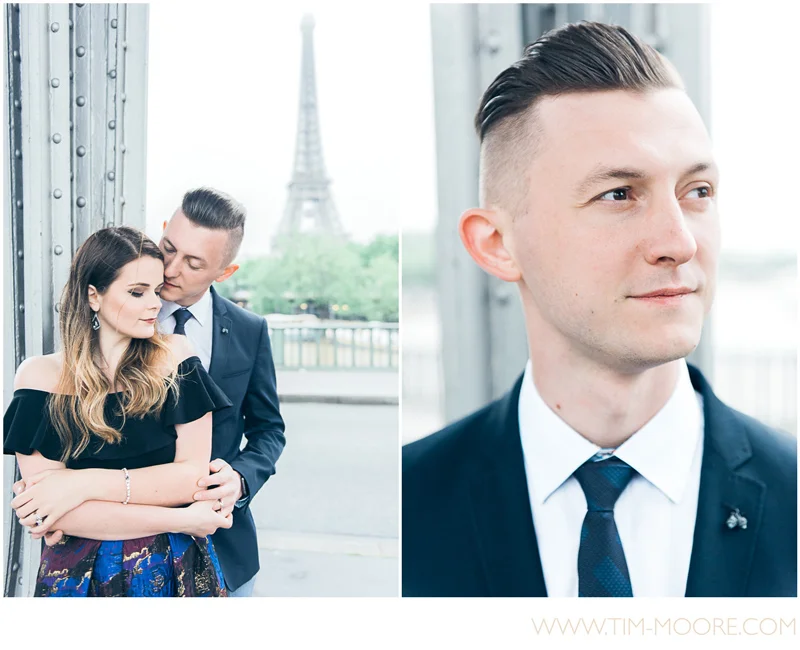 Wonderful shots of Carina and Vladimir hugging in Paris during their photo session next to the Eiffel Tower