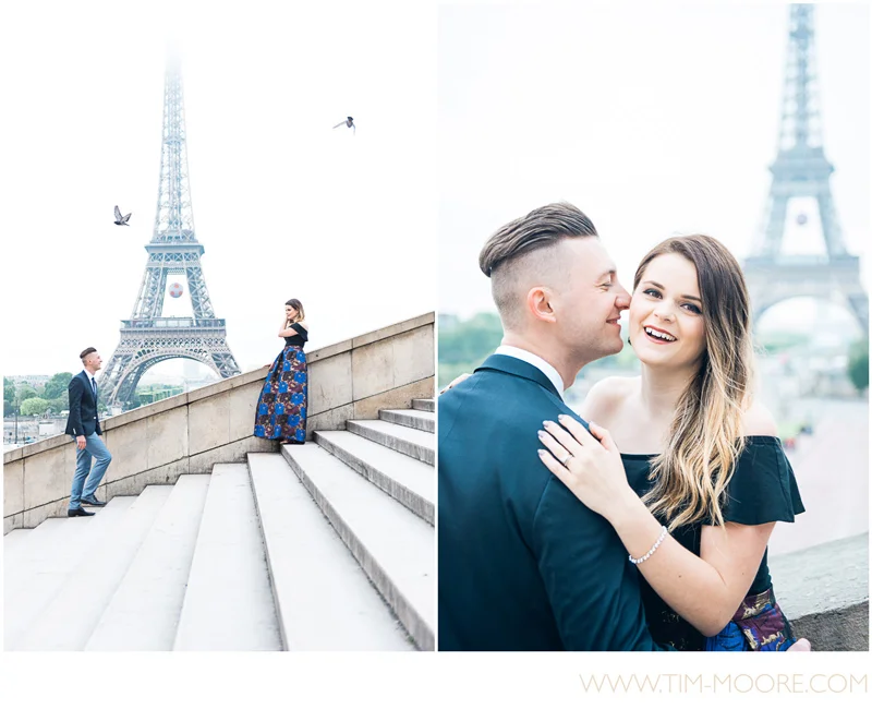The magic stairs in front of the Eiffel tower are always a good idea for a great photo shoot in Paris 