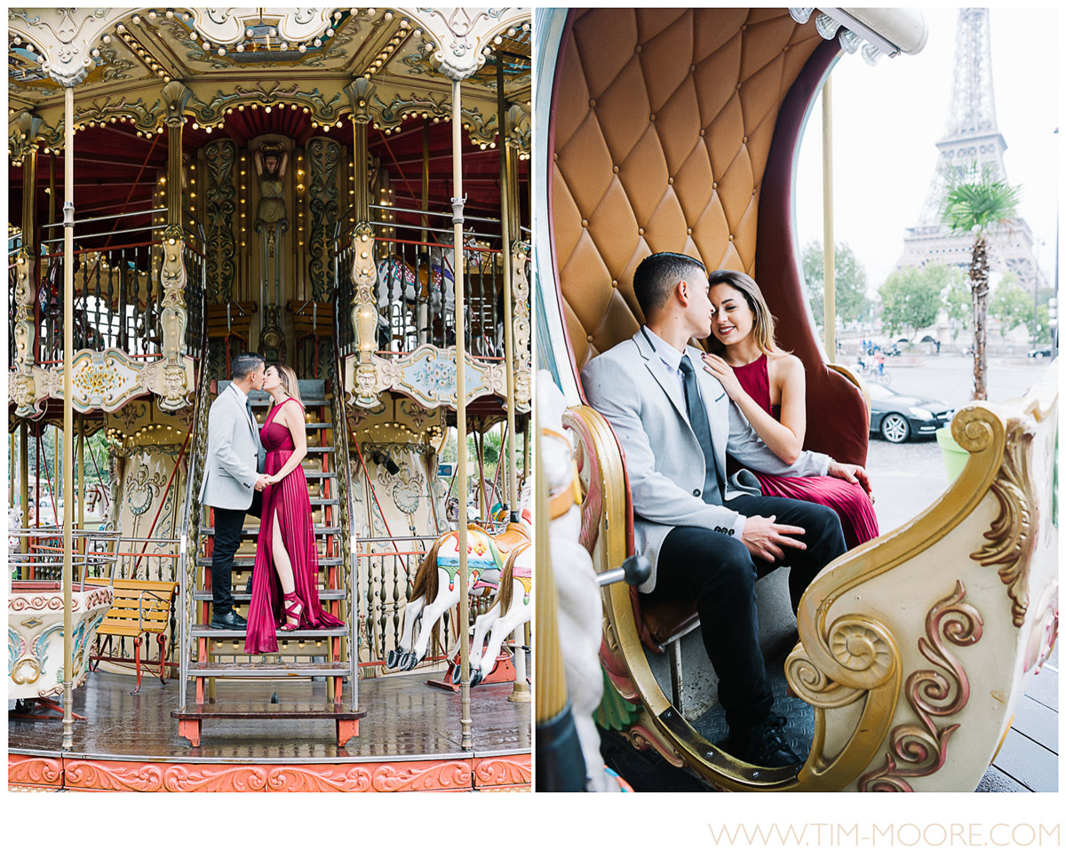 Paris photographer Tim Moore - Gabi and Khristian showing some serious couple connection during their photo shoot in Paris around the Eiffel Tower area