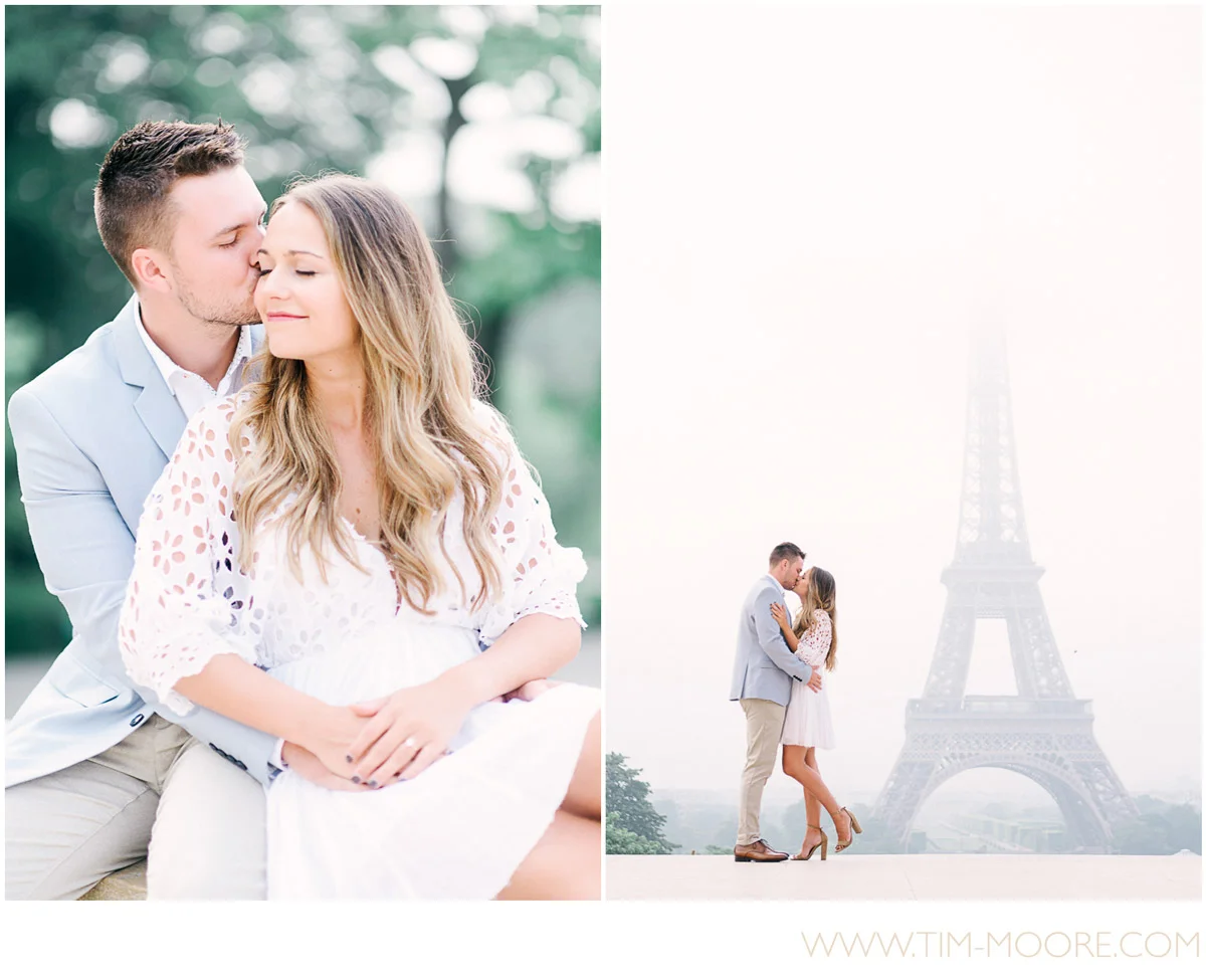 Paris photographer - couple photo shoot celebrating love in front of the Eiffel Tower in Paris