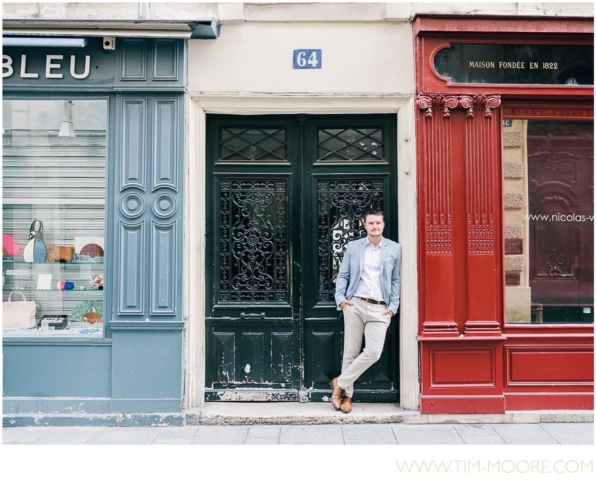 Paris photographer - Portrait of the Jonathan, our French Gentleman, during his Paris photo shoot with Tim Moore