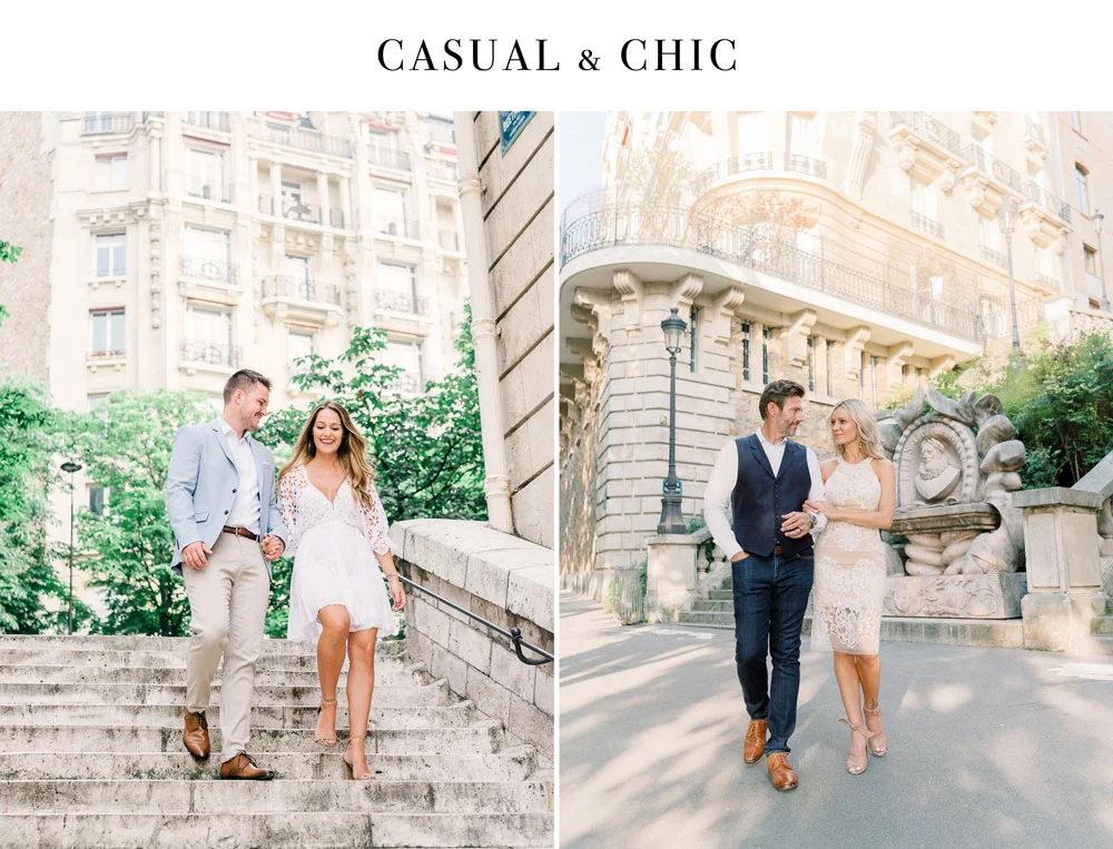 Paris Photographer Tim Moore sharing a couple of examples of Casual and Chic outfit to wear for a perfect photo session in Paris
