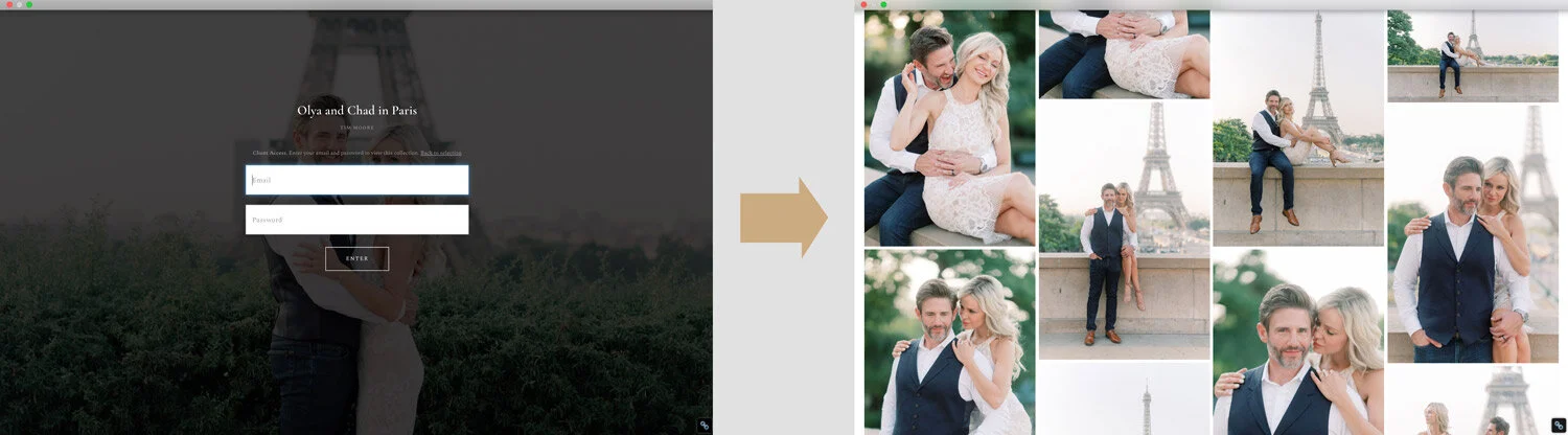 Paris Photographer Tim Moore - example of a gallery delivered to clients after their Couple Paris Photo Session