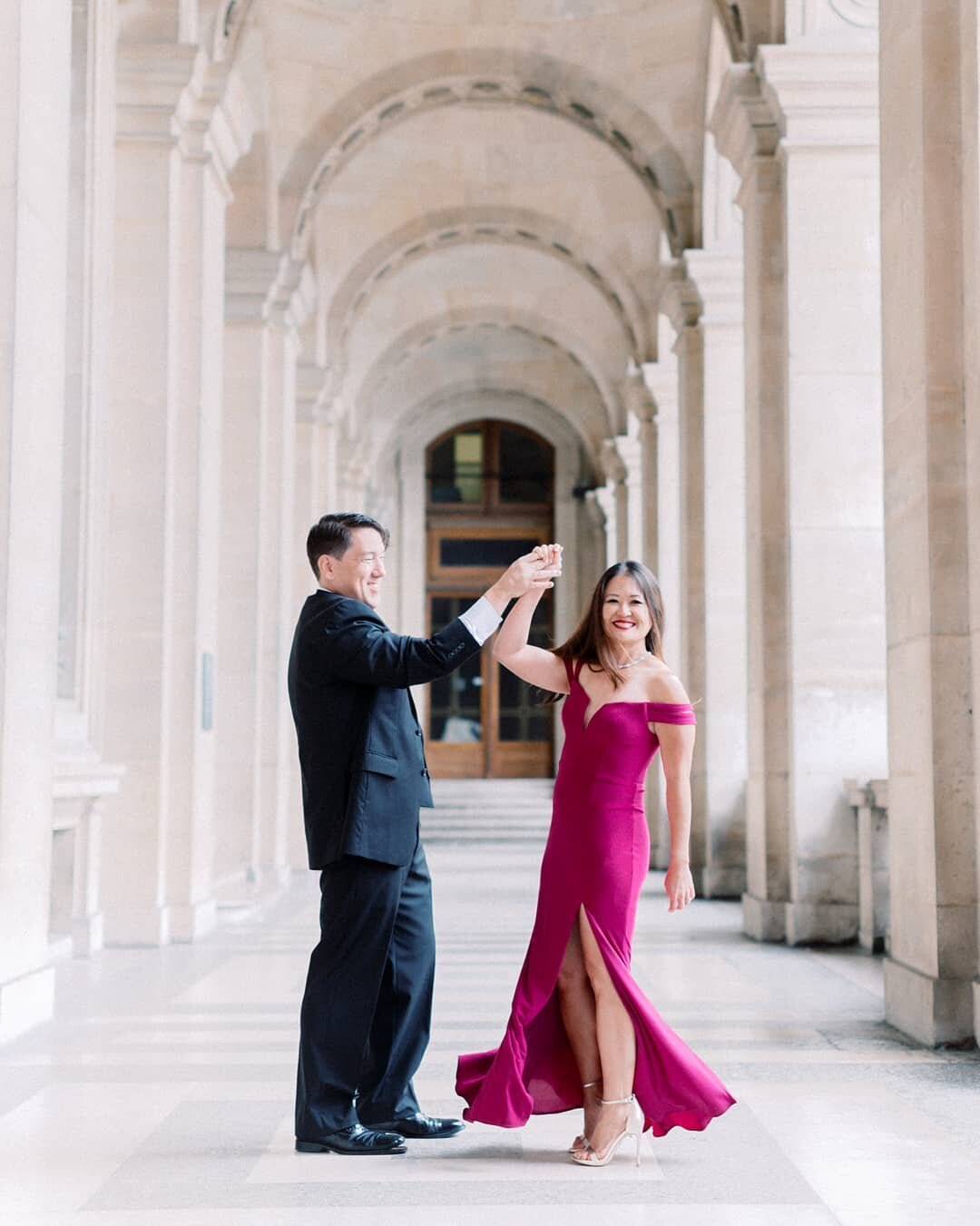 The Louvre Museum corridors make excellent dancefloors! Cheers to Tiffany and Dave, our wonderful and joyful couple from Hawaii!
.
#timmoore_lovestory
.
.
#parisphotographer #pariscorner #danceme #twirling #couple #hawaii #paris #france #louvre #arch