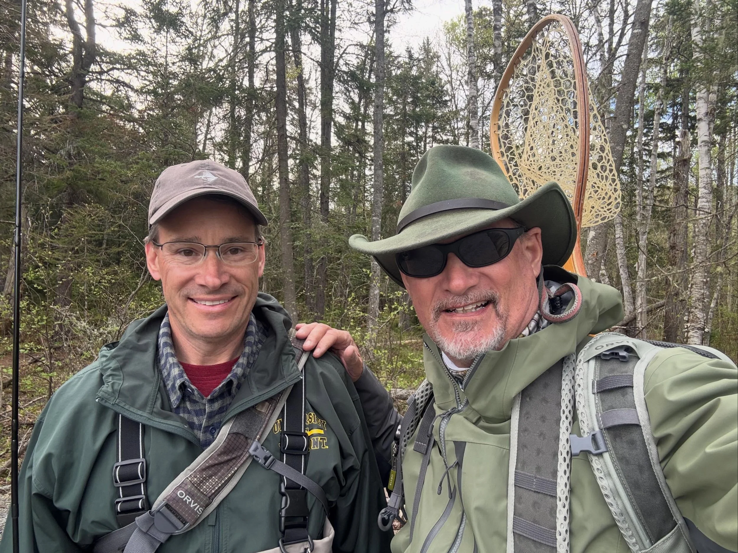 After 2 days of unseasonably warm (hot) weather, Matt and I started our 2 day fishing adventure at 40 degrees and 38 degrees respectively. The land was frosty and the rivers were smoky. At first, the water felt warm, but after 30 minutes of wading, l