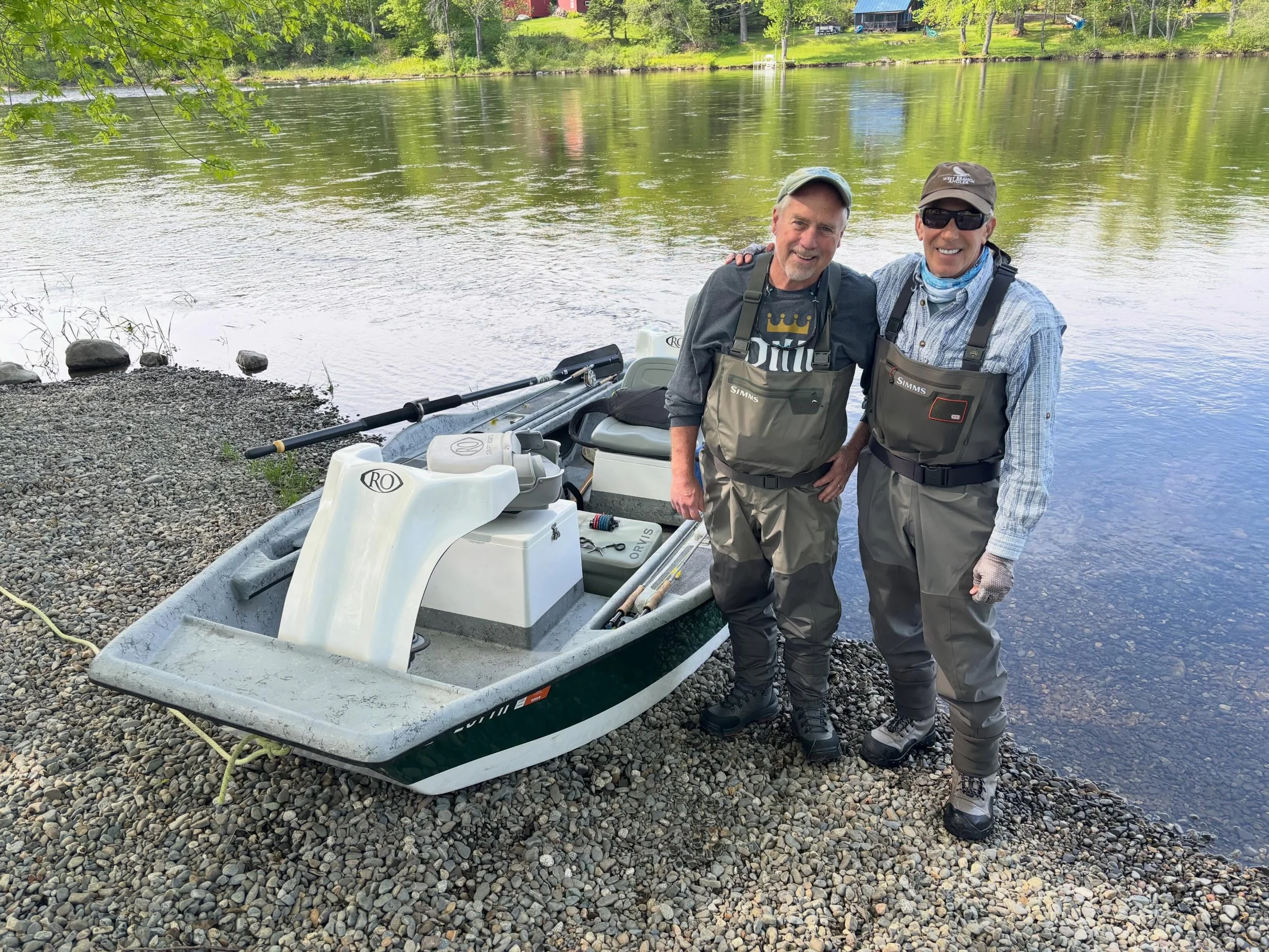 Good friends Neil and Walter wanted to float the Kennebec for 2 days during a week load stay in Maine. Walter was new to flyfishing while Neil was experienced. We had 2 firsts! Walter worked hard on his casting and it paid off by him landing his firs